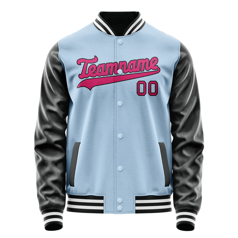 Custom Light-Blue Pink Solid Color Varsity Letterman Jacket JA02240617JC254