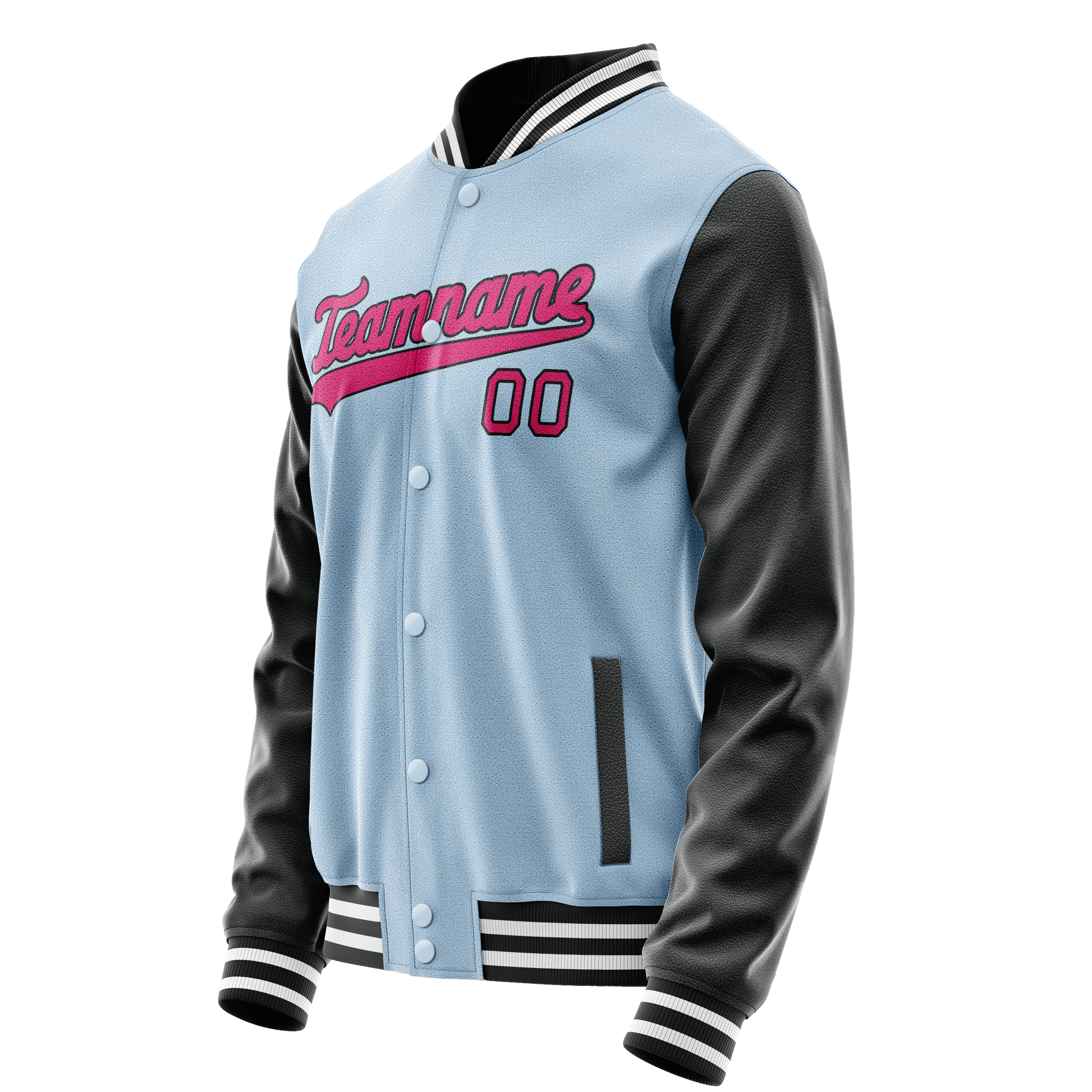 Custom Light-Blue Pink Solid Color Varsity Letterman Jacket JA02240617JC254
