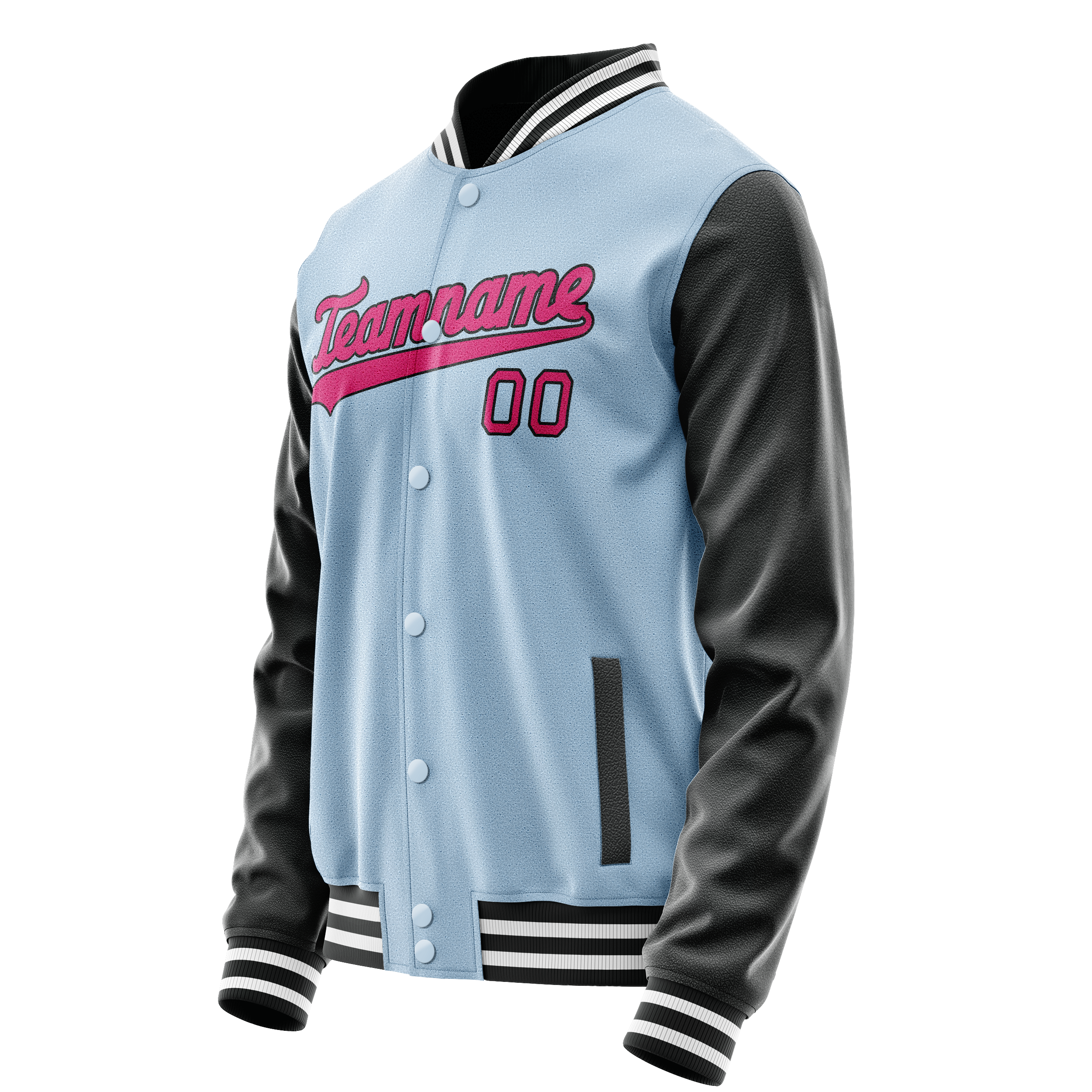 Custom Light-Blue Pink Solid Color Varsity Letterman Jacket JA02240617JC254