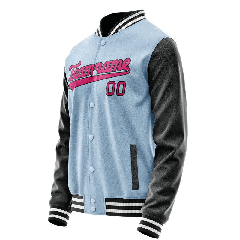 Custom Light-Blue Pink Solid Color Varsity Letterman Jacket JA02240617JC254