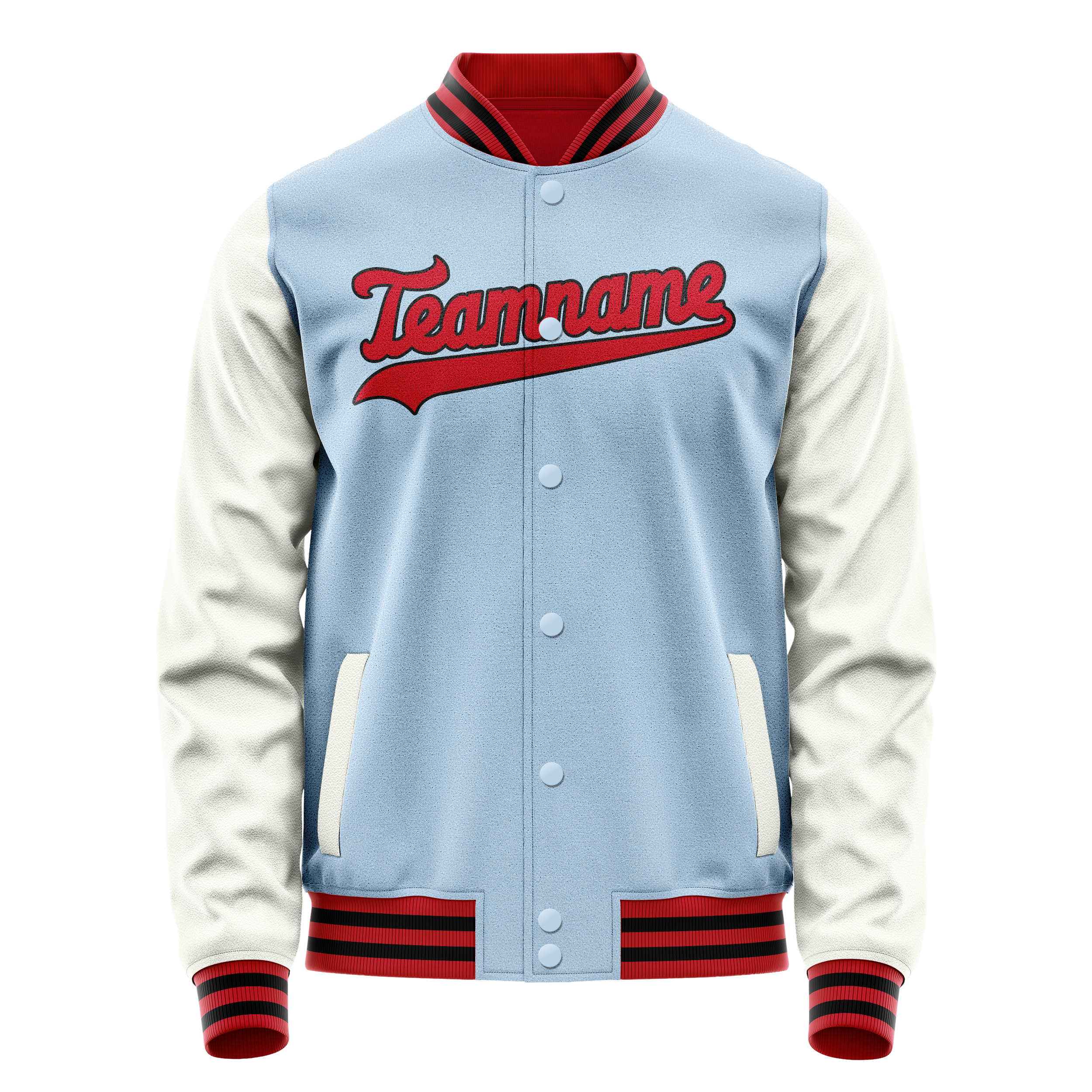 Custom Light-Blue White Solid Color Varsity Letterman Jacket JA02240617JC246