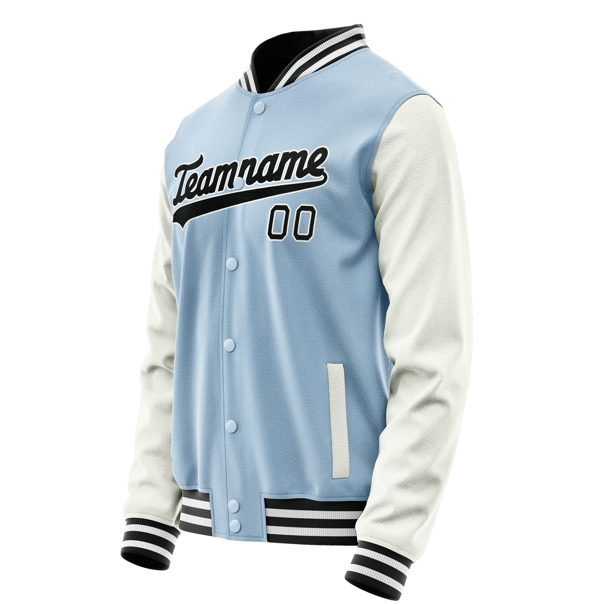 Custom Light-Blue White Solid Color Varsity Letterman Jacket JA02240617JC239