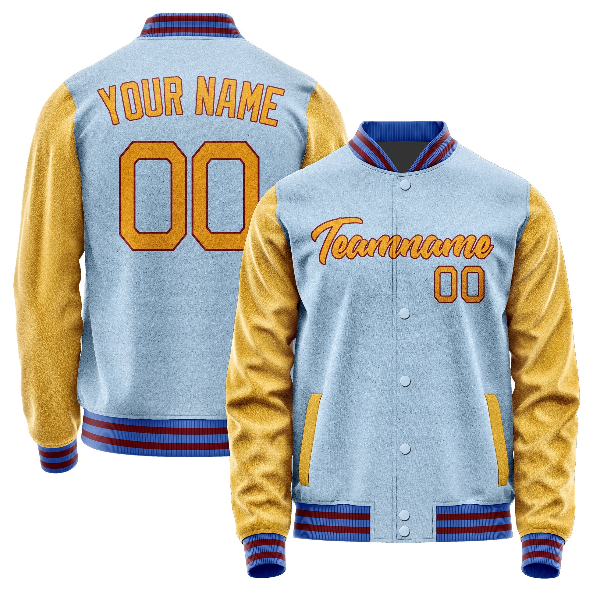 Custom Light Blue Yellow Jacket JA0808190915B21519