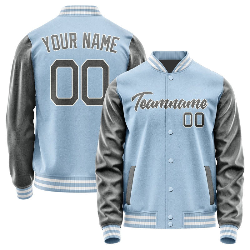 Custom Light Blue Dark Grey Jacket JA0808200818B21820