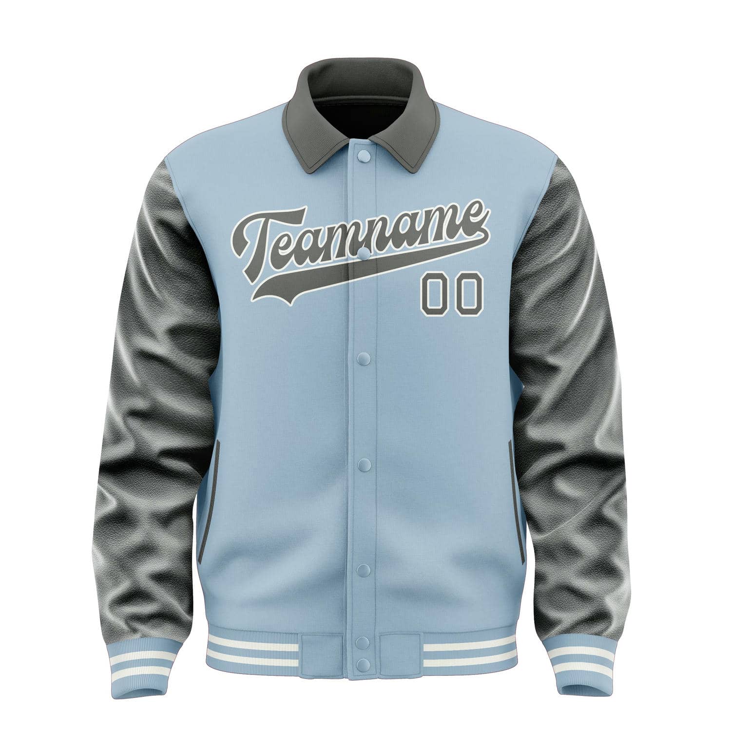 Custom Light Blue Dark Grey Jacket