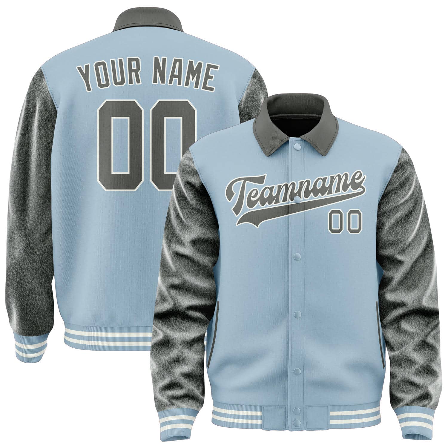 Custom Light Blue Dark Grey Jacket