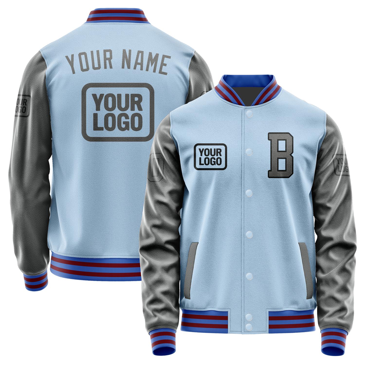 Custom Light Blue Dark Grey Jacket JA080820091517202017