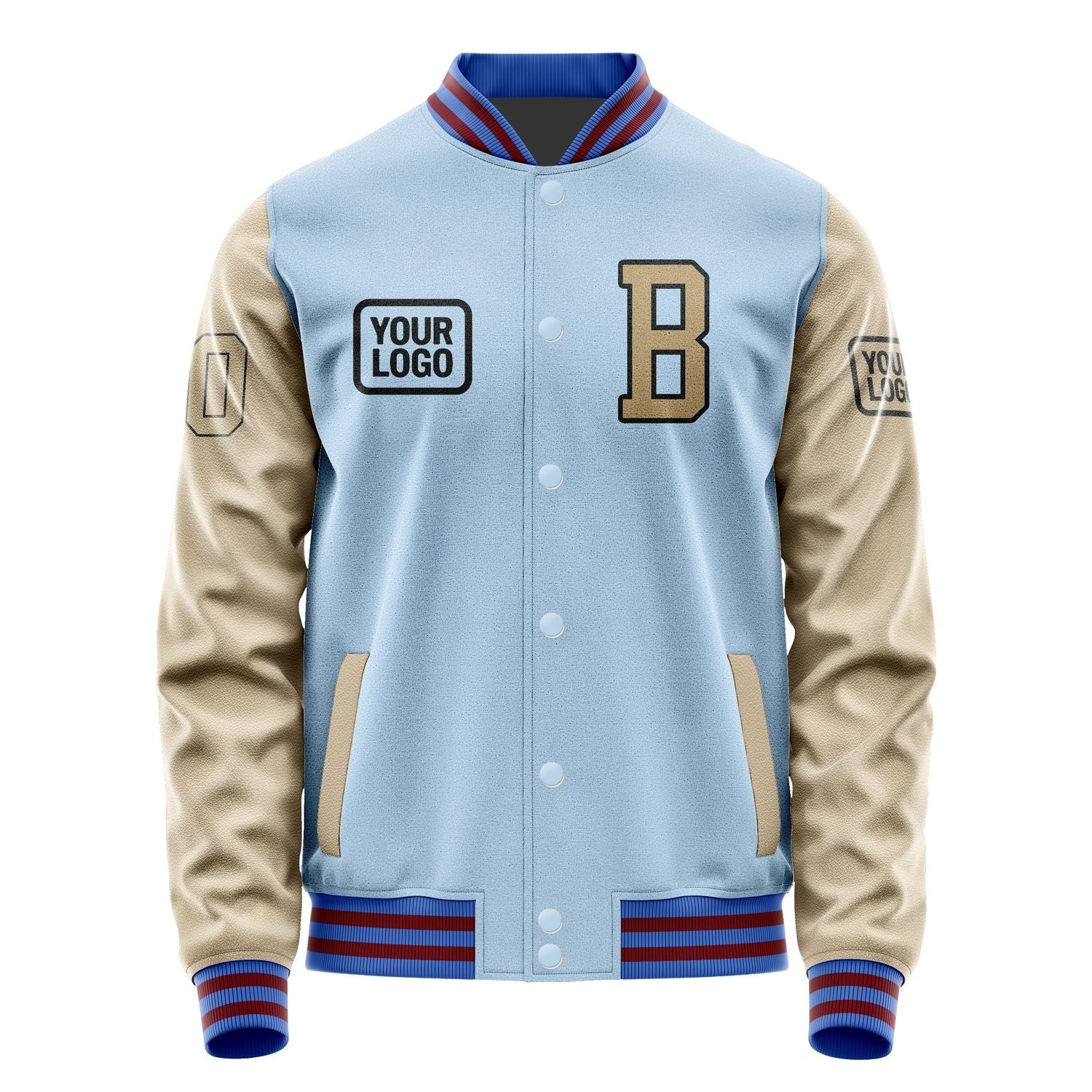 Custom Light Blue Light Khaki Jacket JA080825091517252517
