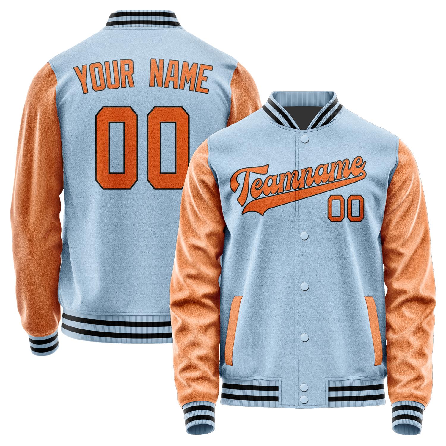 Custom Light Blue Orange Jacket JA0808280817B31728
