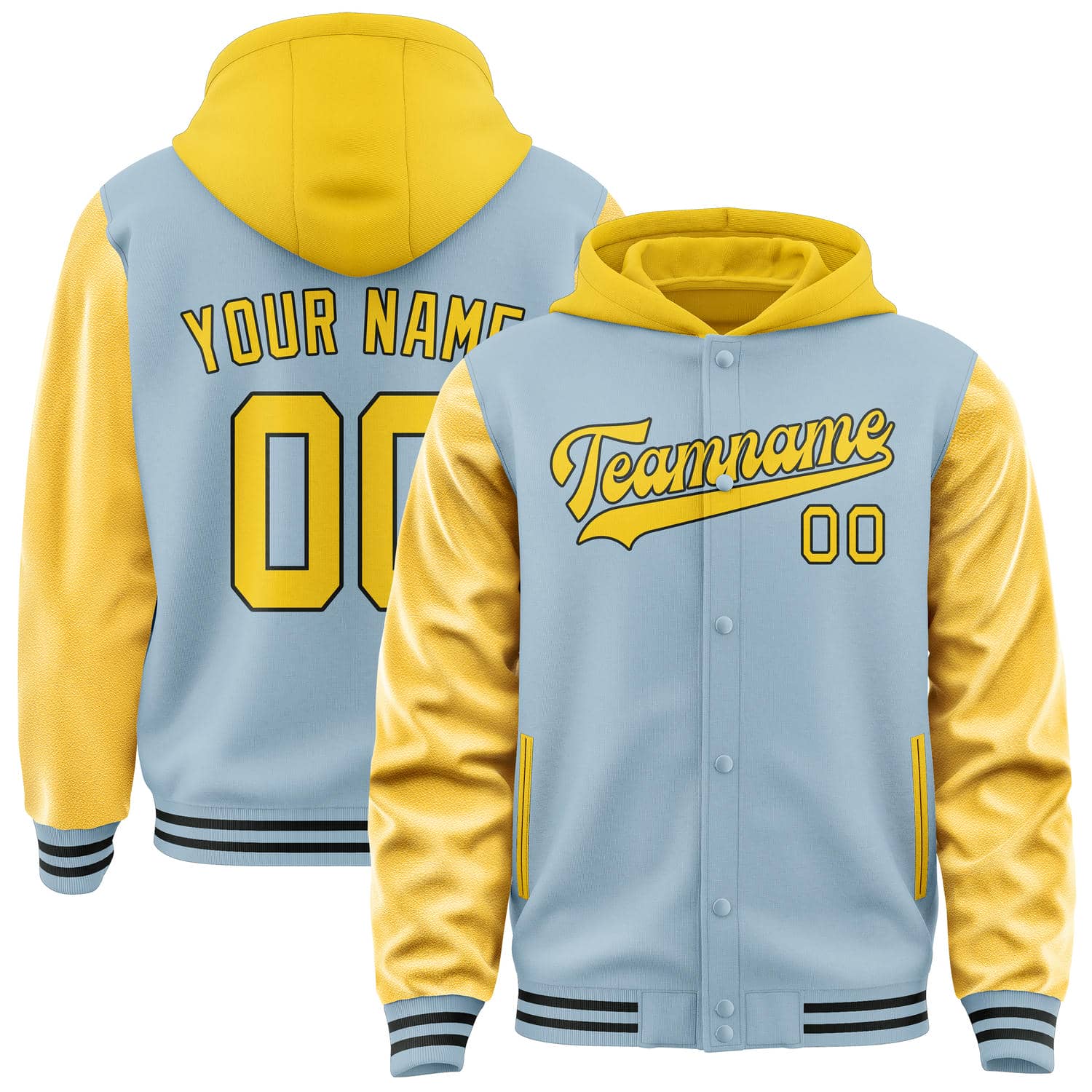 Custom Light Blue Gold Jacket