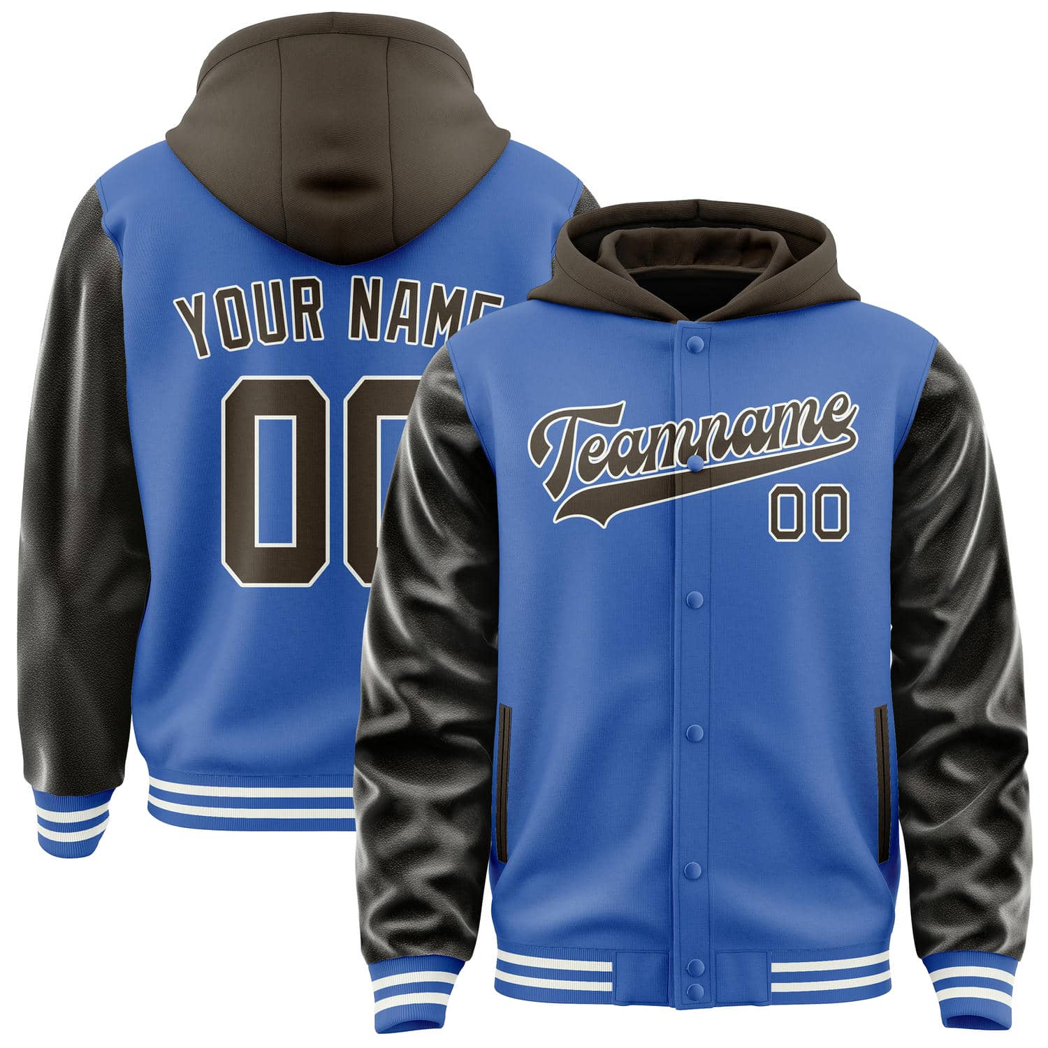 Custom Sky Blue Brown Jacket