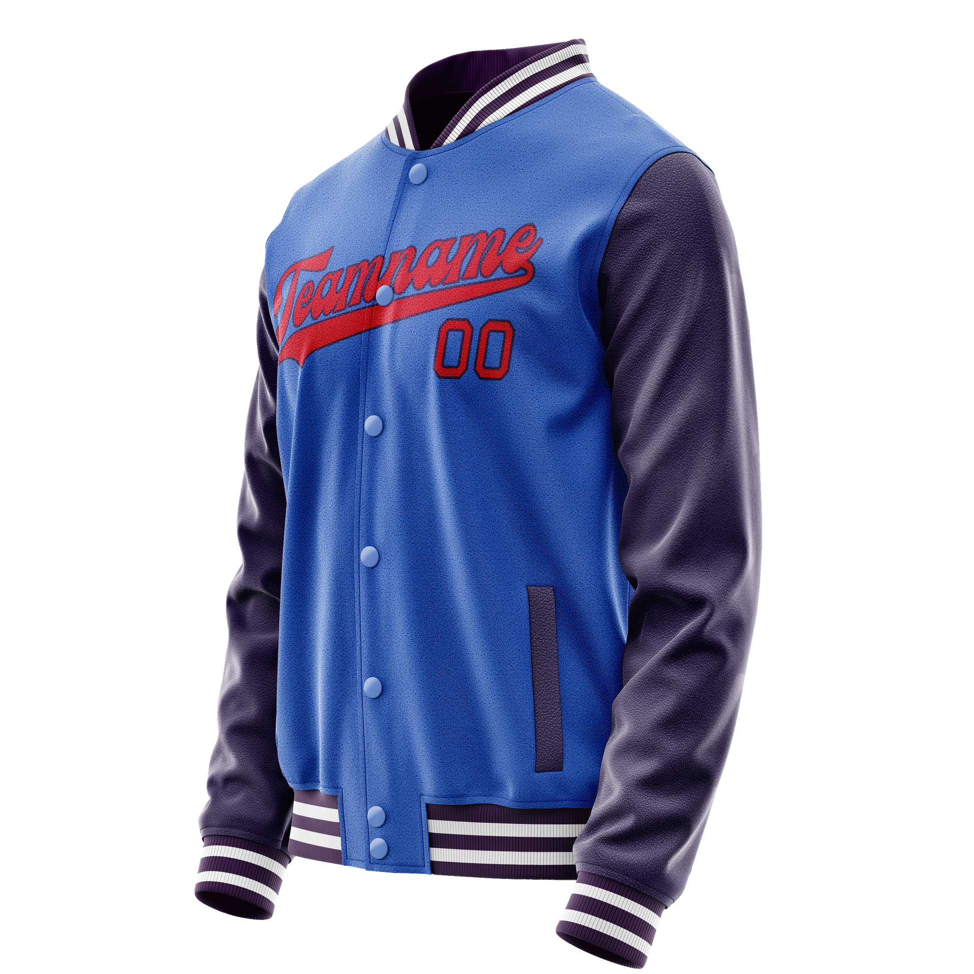 Custom Electric-Blue Purple Solid Color Varsity Letterman Jacket JA02240617YH121