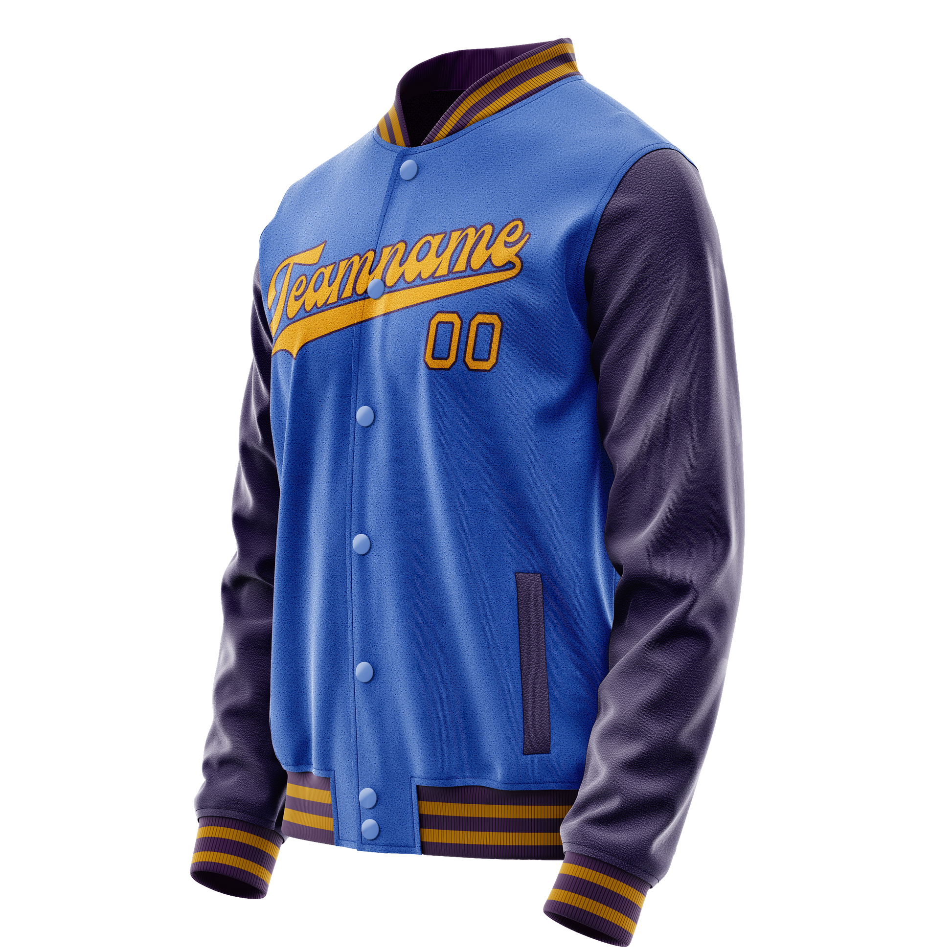 Custom Electric-Blue Purple Solid Color Varsity Letterman Jacket JA02240617YH120