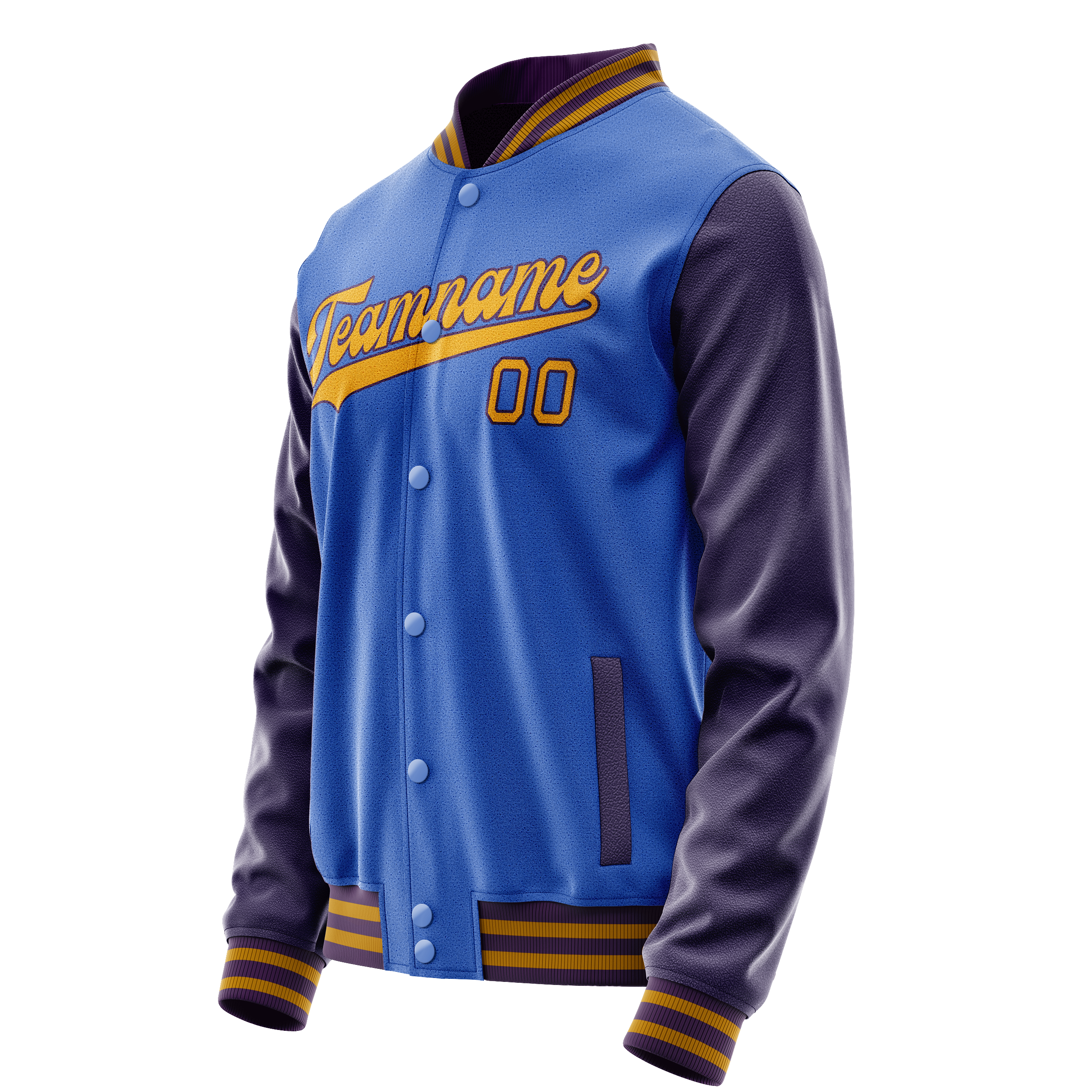 Custom Electric-Blue Purple Solid Color Varsity Letterman Jacket JA02240617YH120