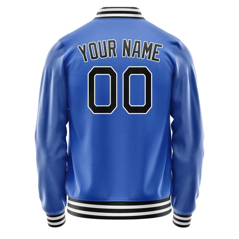 Custom Electric-Blue Black Solid Color Varsity Letterman Jacket JA02240617YH140