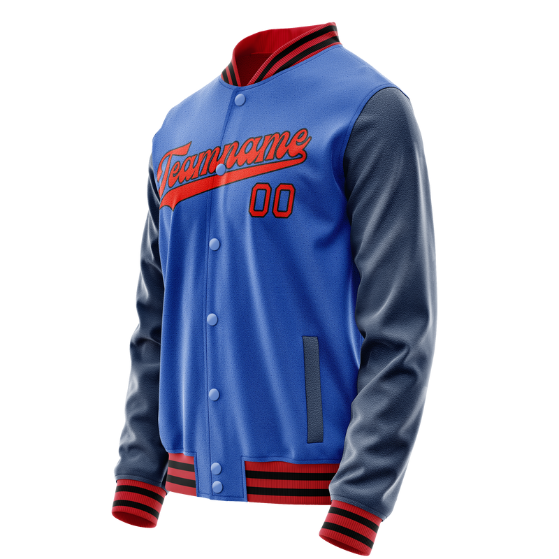 Custom Electric-Blue Navy Solid Color Varsity Letterman Jacket JA02240617YH126