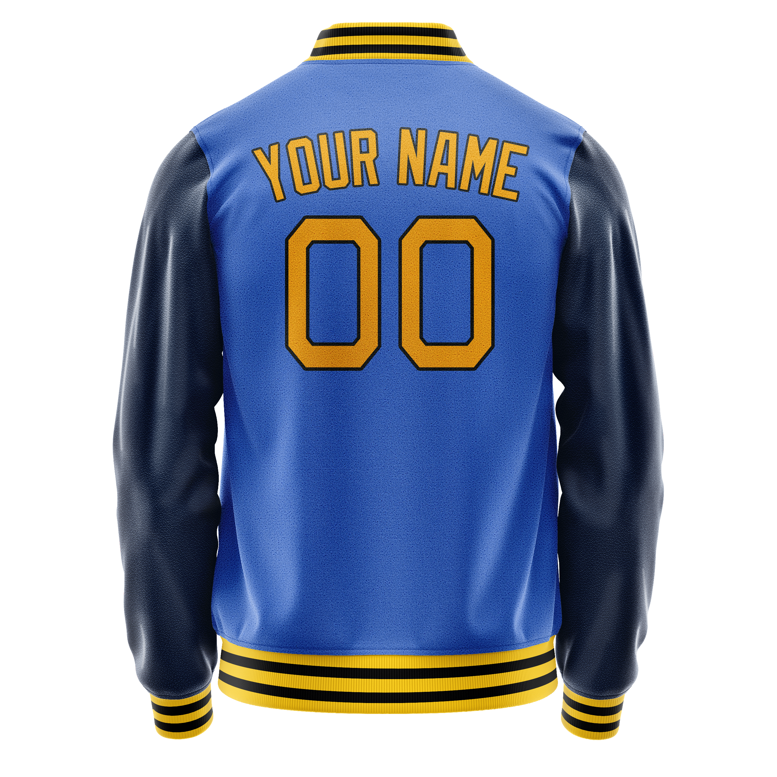 Custom Electric-Blue Navy Solid Color Varsity Letterman Jacket JA02240617YH127