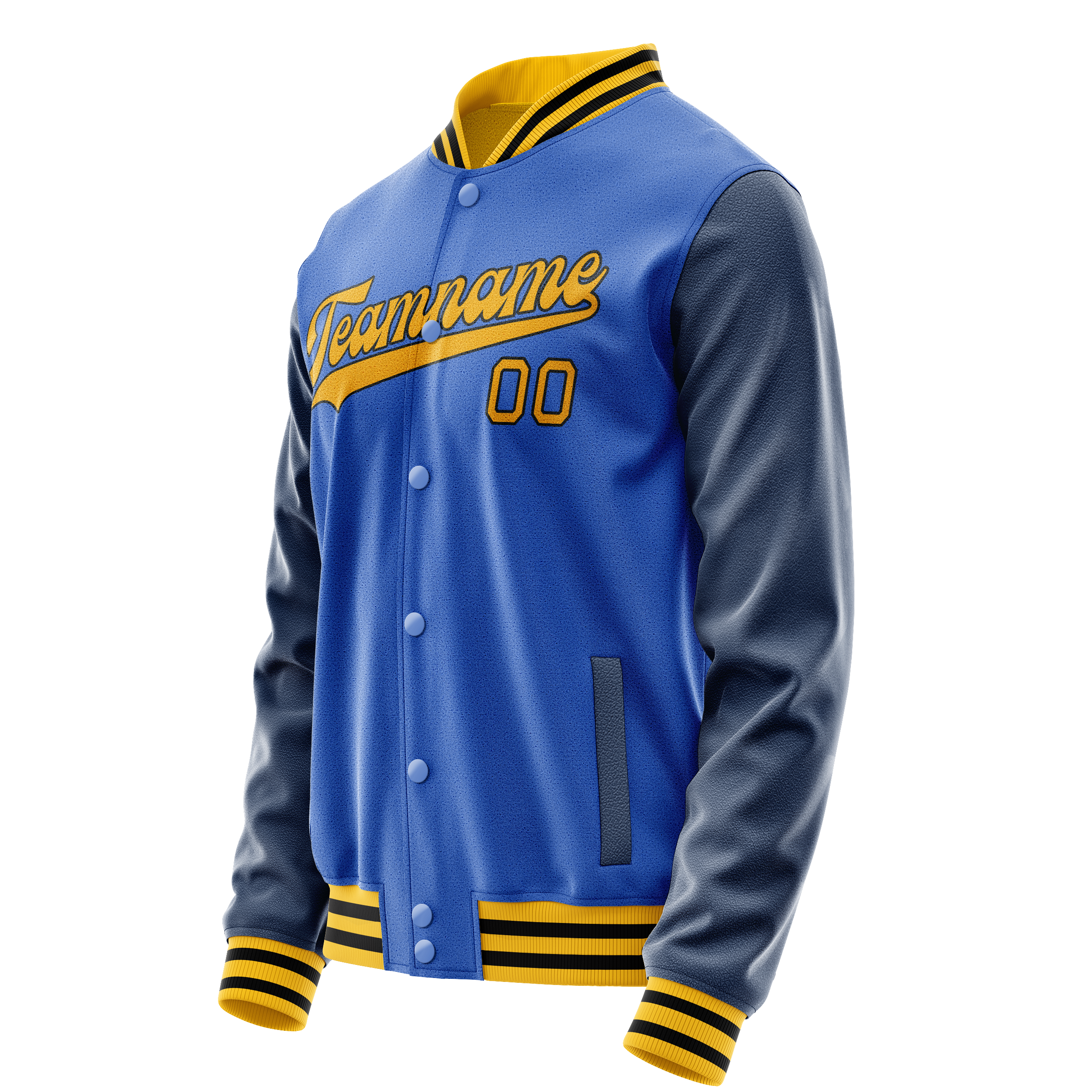 Custom Electric-Blue Navy Solid Color Varsity Letterman Jacket JA02240617YH127