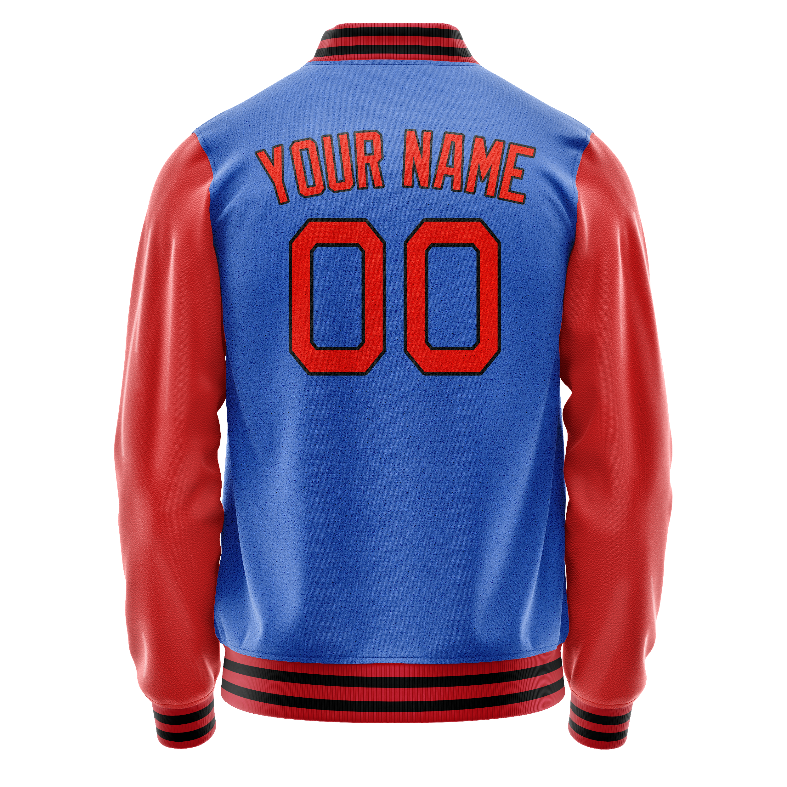 Custom Electric-Blue Orange Solid Color Varsity Letterman Jacket JA02240617YH135