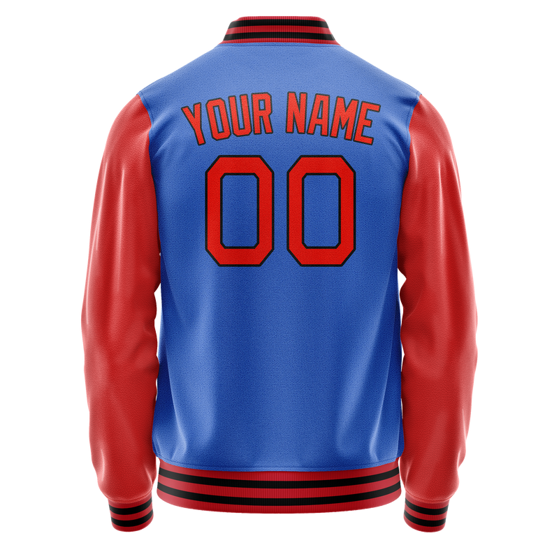 Custom Electric-Blue Orange Solid Color Varsity Letterman Jacket JA02240617YH135