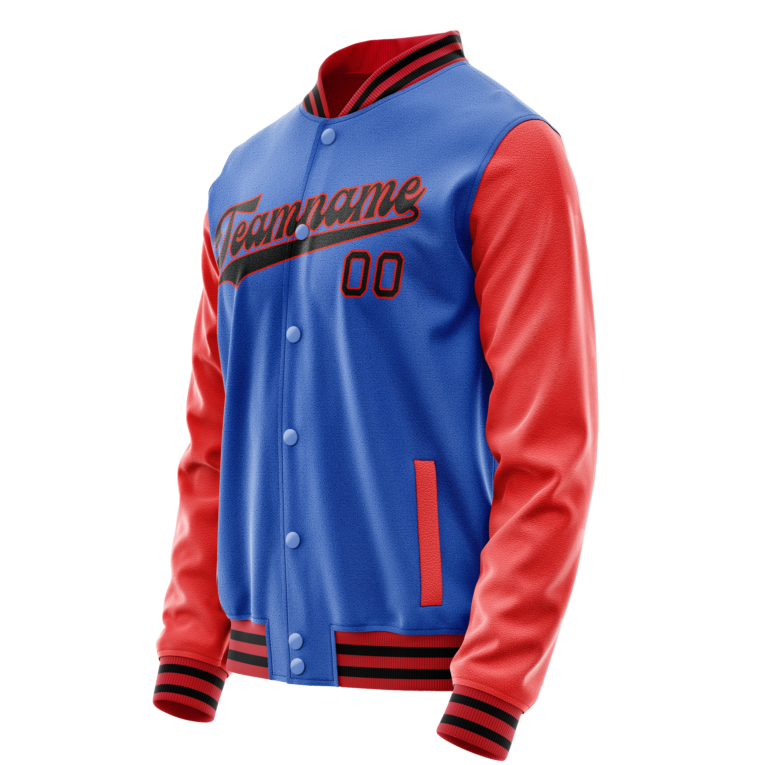 Custom Electric-Blue Orange Solid Color Varsity Letterman Jacket JA02240617YH135