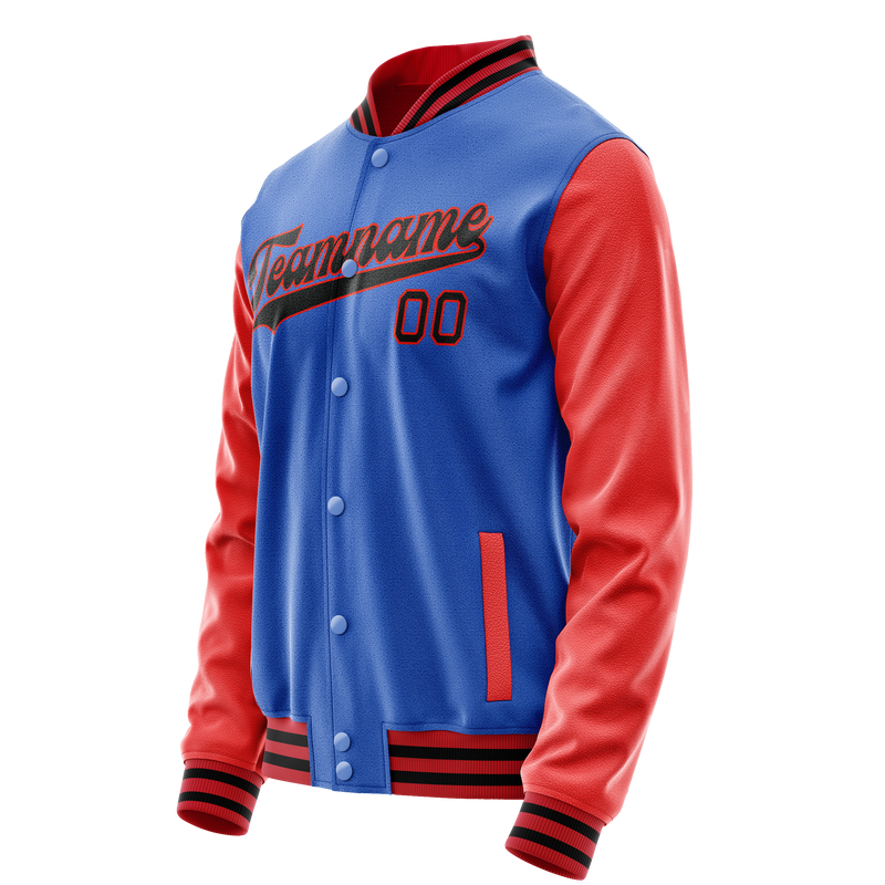 Custom Electric-Blue Orange Solid Color Varsity Letterman Jacket JA02240617YH135