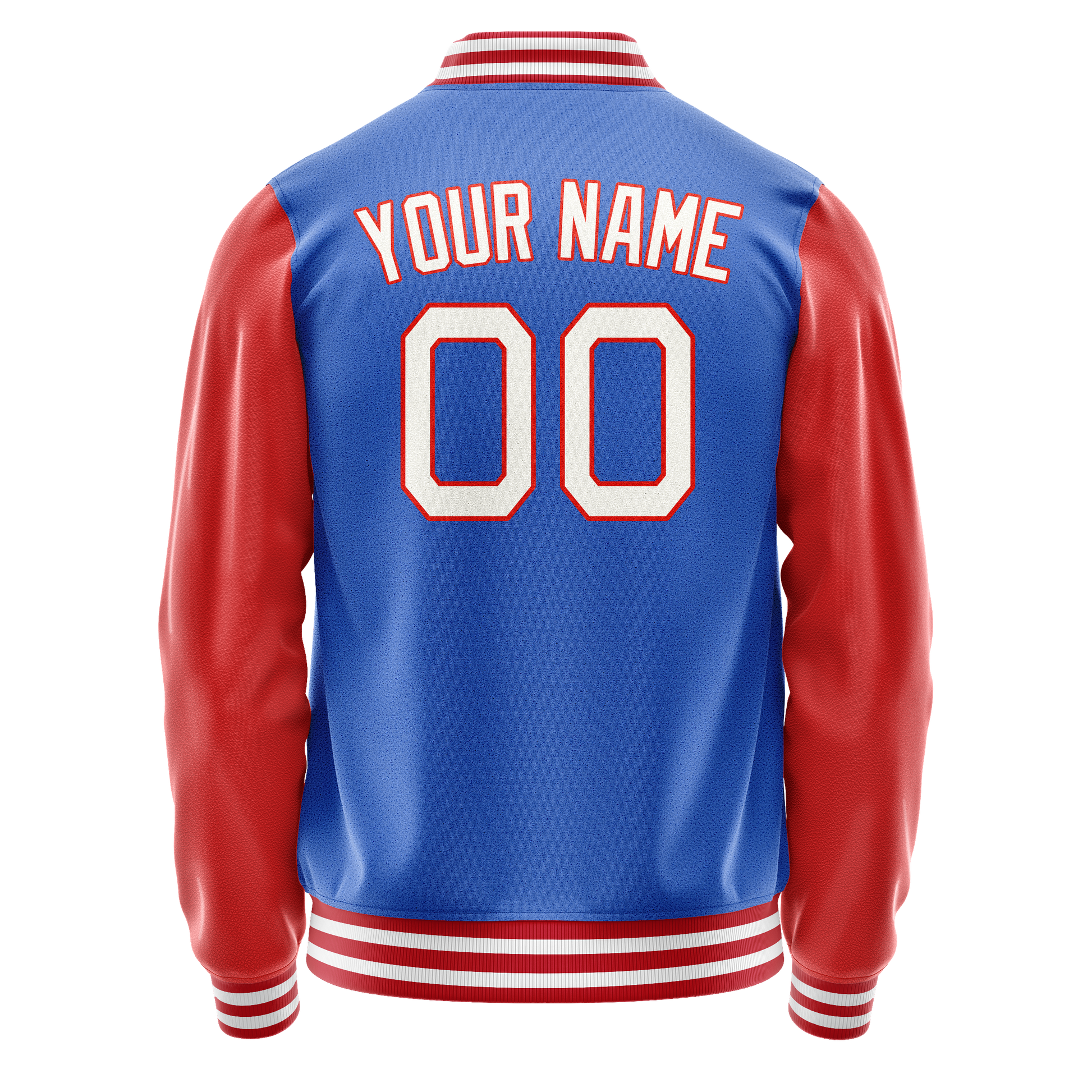 Custom Electric-Blue Orange Solid Color Varsity Letterman Jacket JA02240617YH134