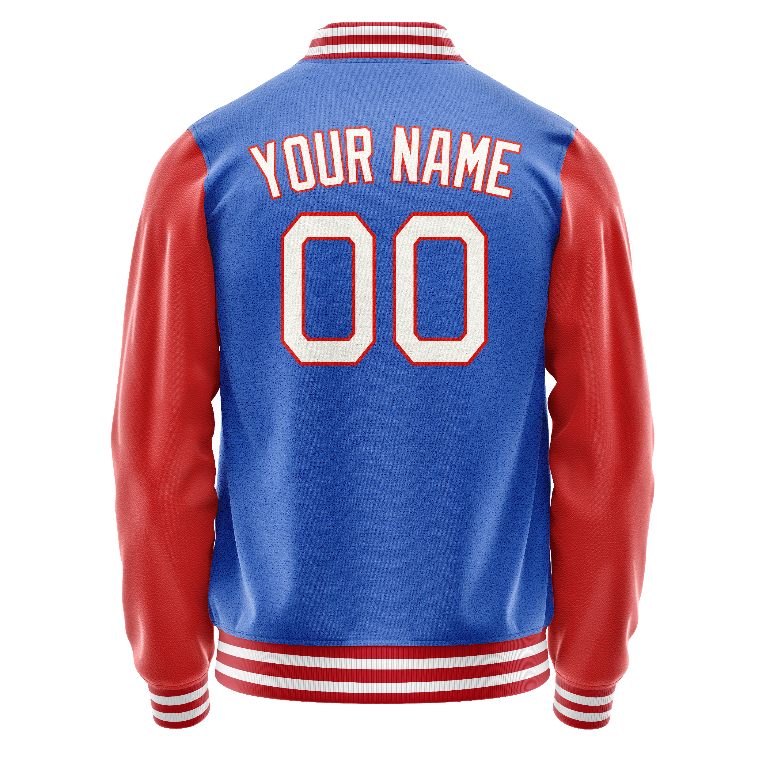 Custom Electric-Blue Orange Solid Color Varsity Letterman Jacket JA02240617YH134