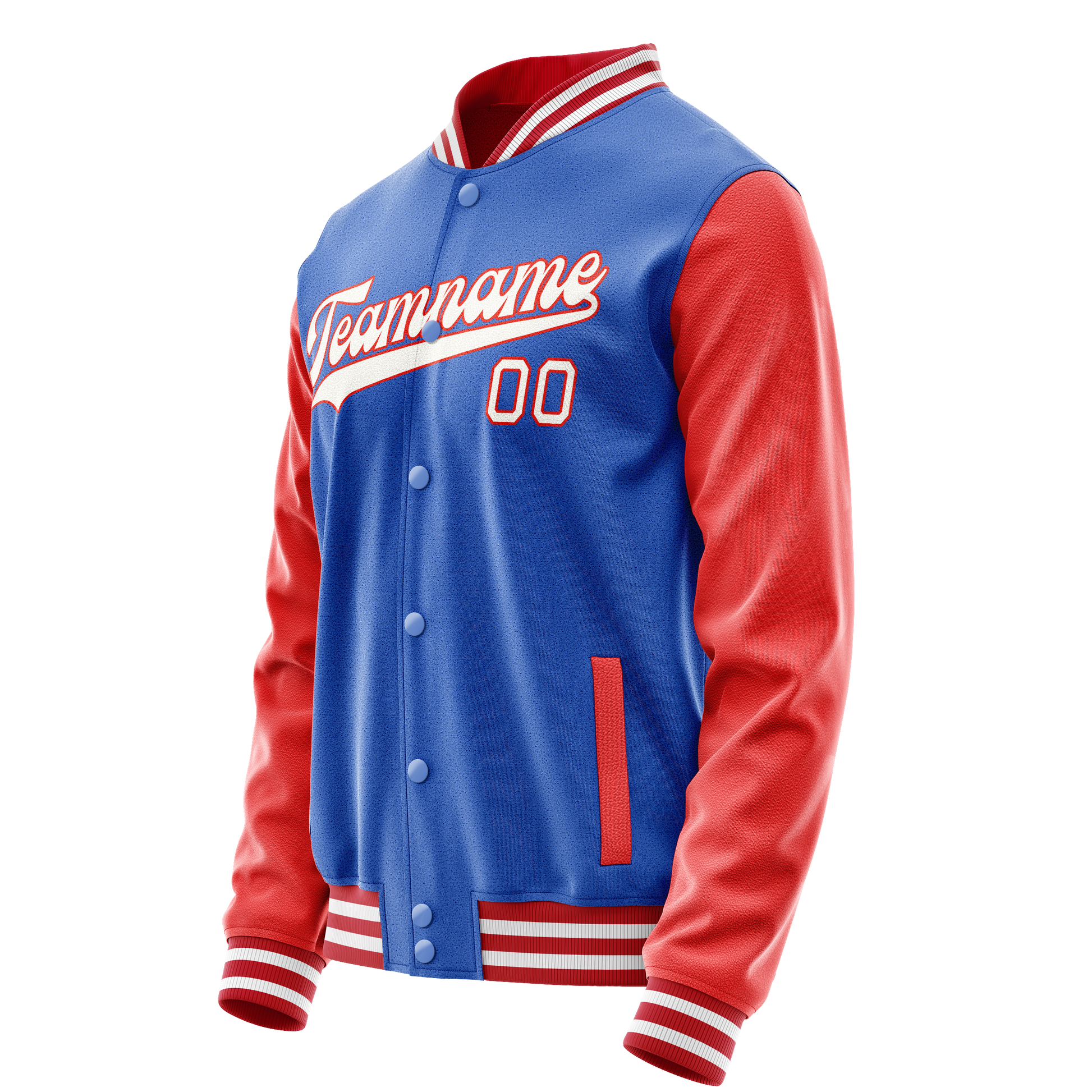 Custom Electric-Blue Orange Solid Color Varsity Letterman Jacket JA02240617YH134