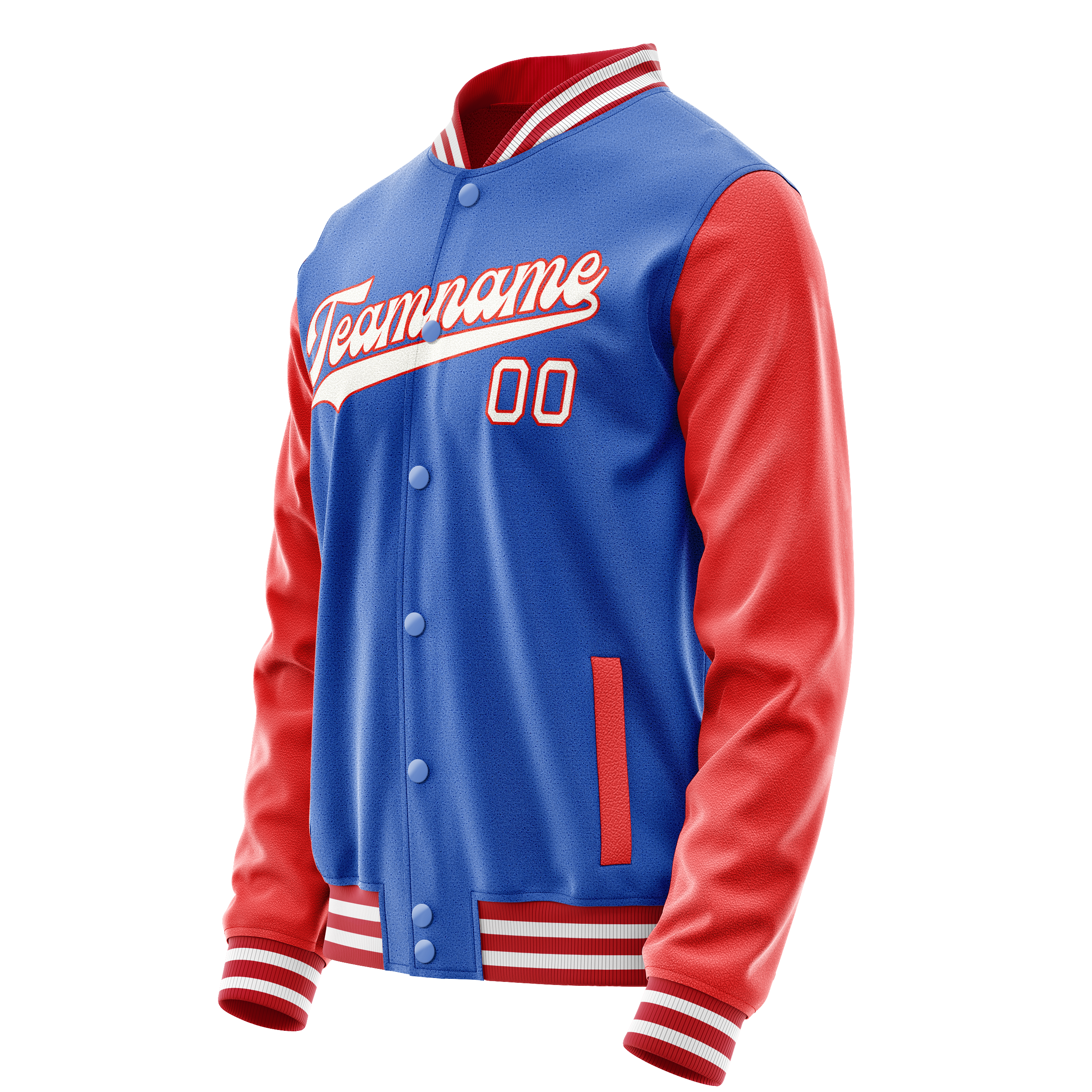 Custom Electric-Blue Orange Solid Color Varsity Letterman Jacket JA02240617YH134