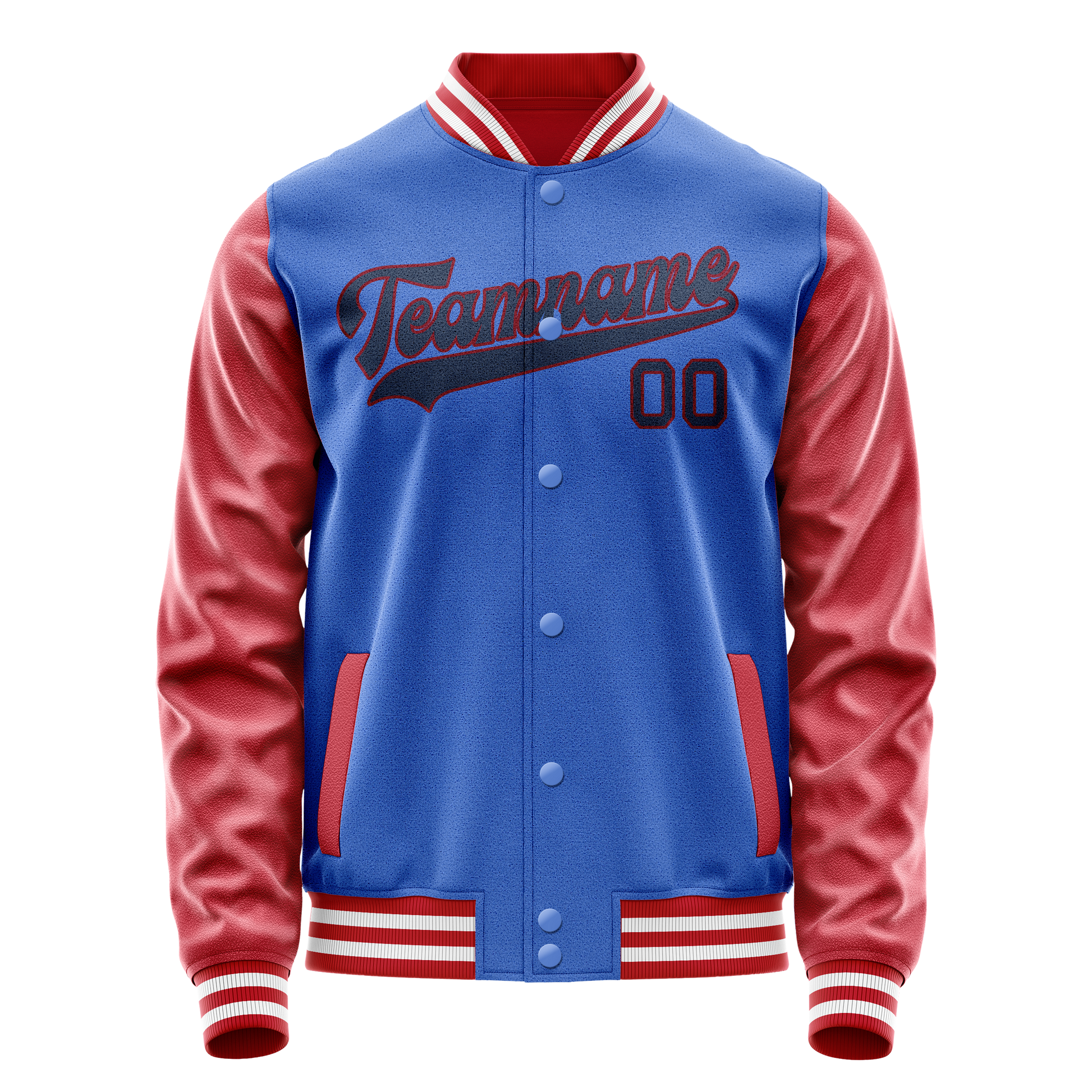 Custom Electric-Blue Texas-Orange Solid Color Varsity Letterman Jacket JA02240617YH131