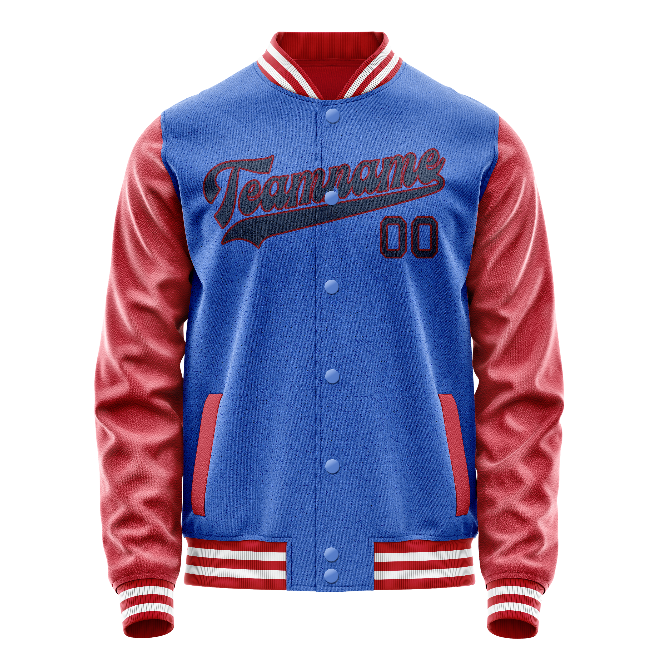 Custom Electric-Blue Texas-Orange Solid Color Varsity Letterman Jacket JA02240617YH131