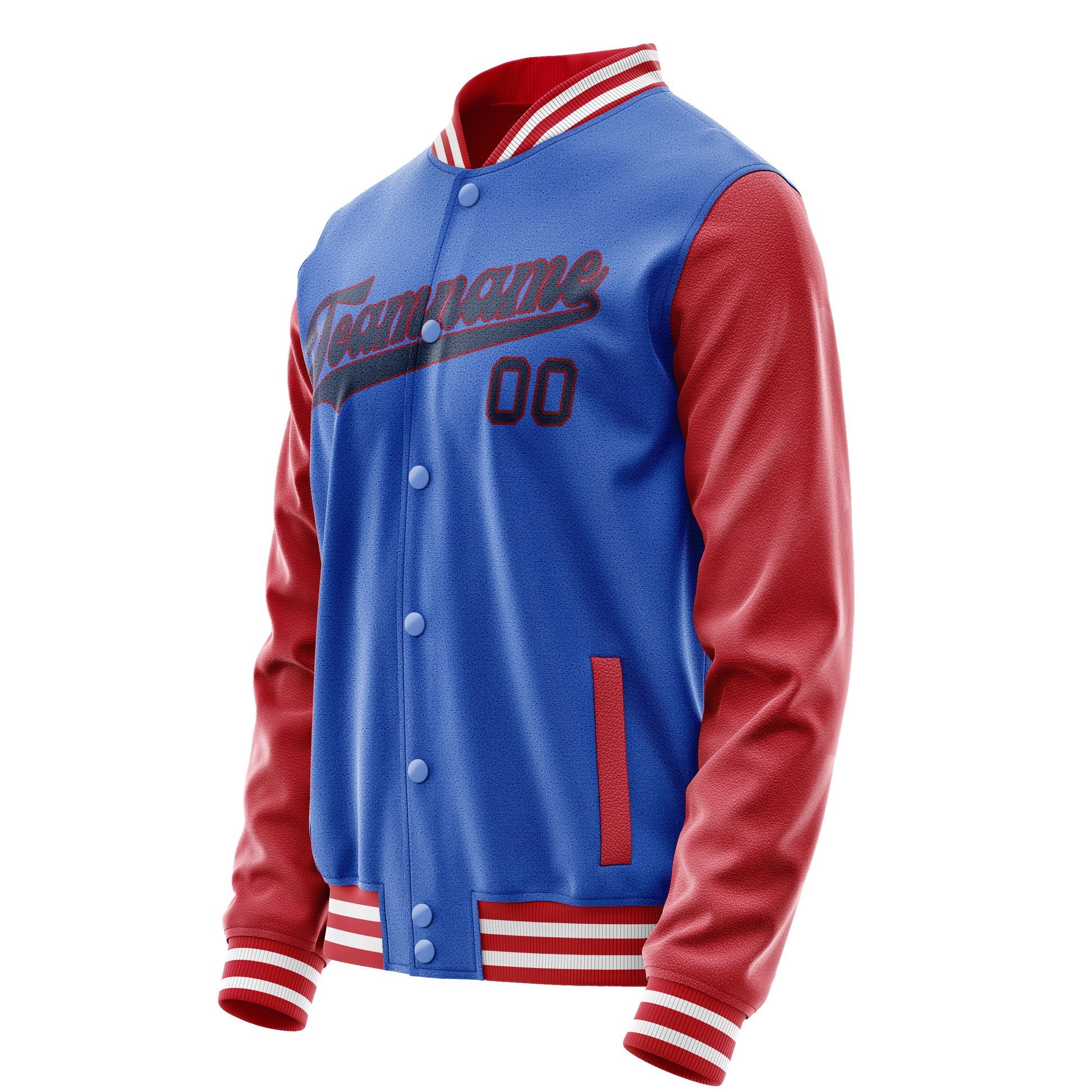 Custom Electric-Blue Texas-Orange Solid Color Varsity Letterman Jacket JA02240617YH131