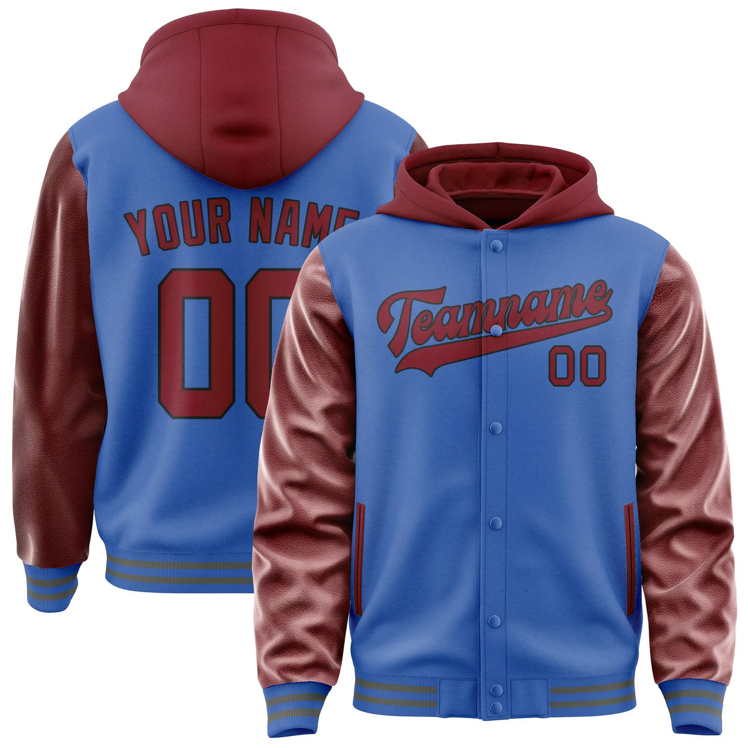 Custom Sky Blue Crimson Red Jacket