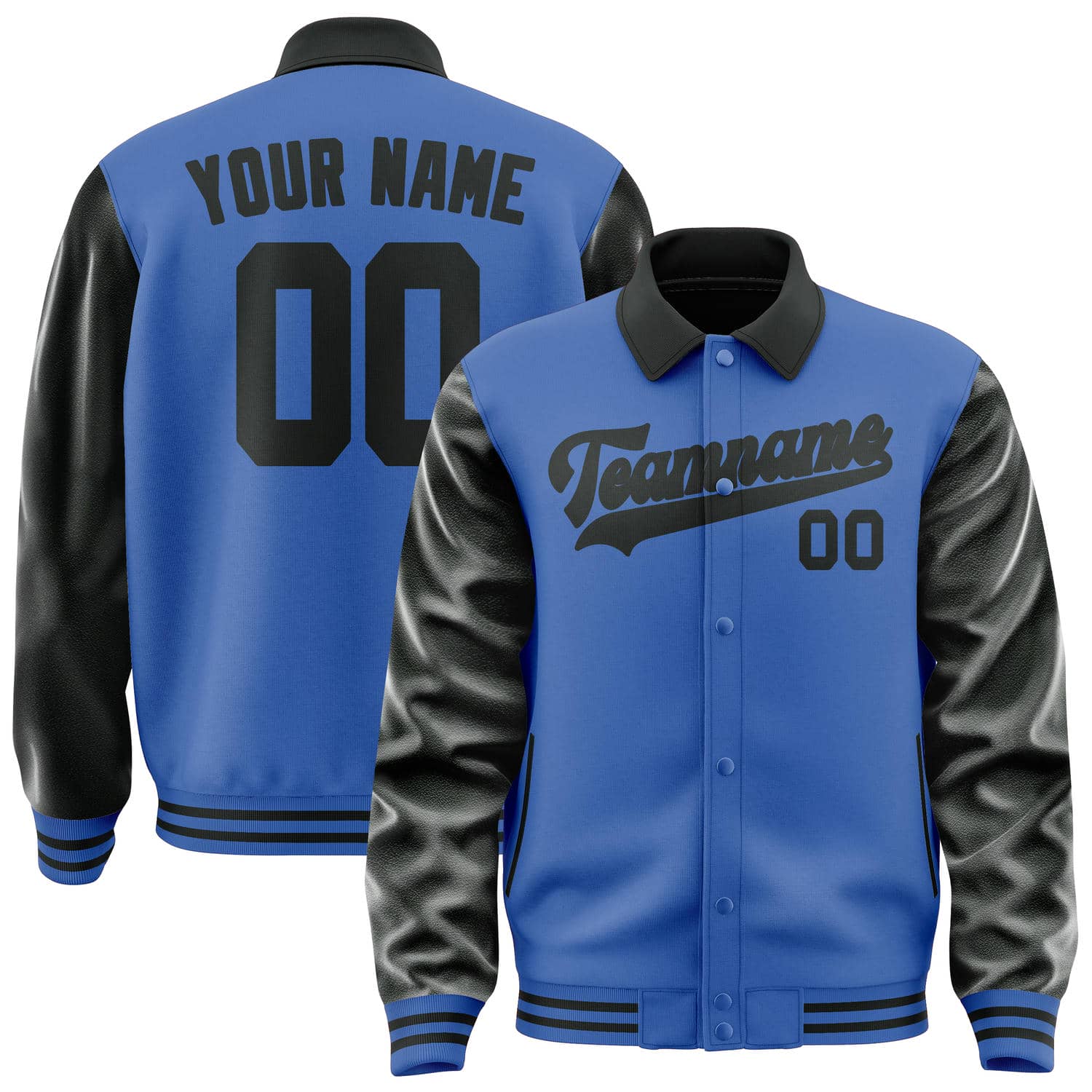 Custom Sky Blue Black Jacket