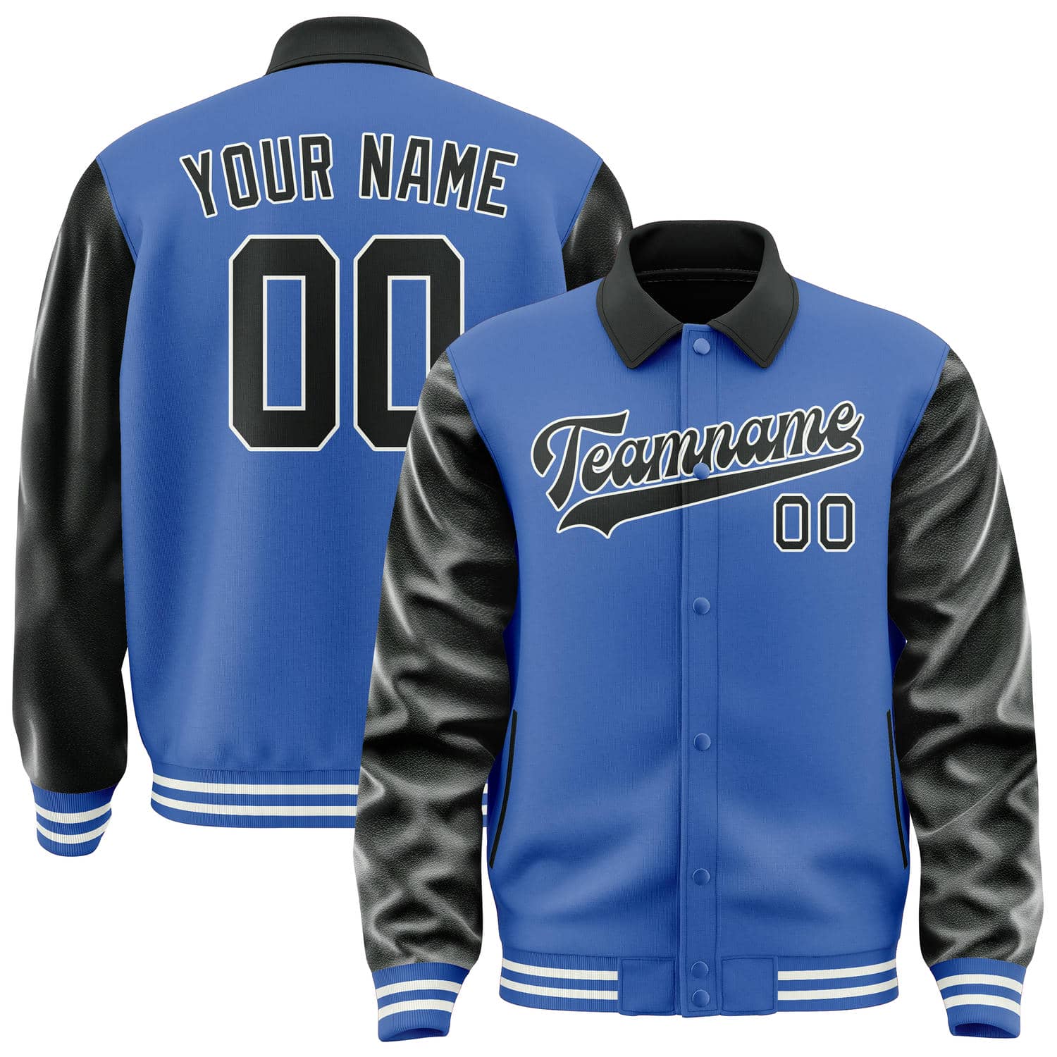 Custom Sky Blue Black Jacket