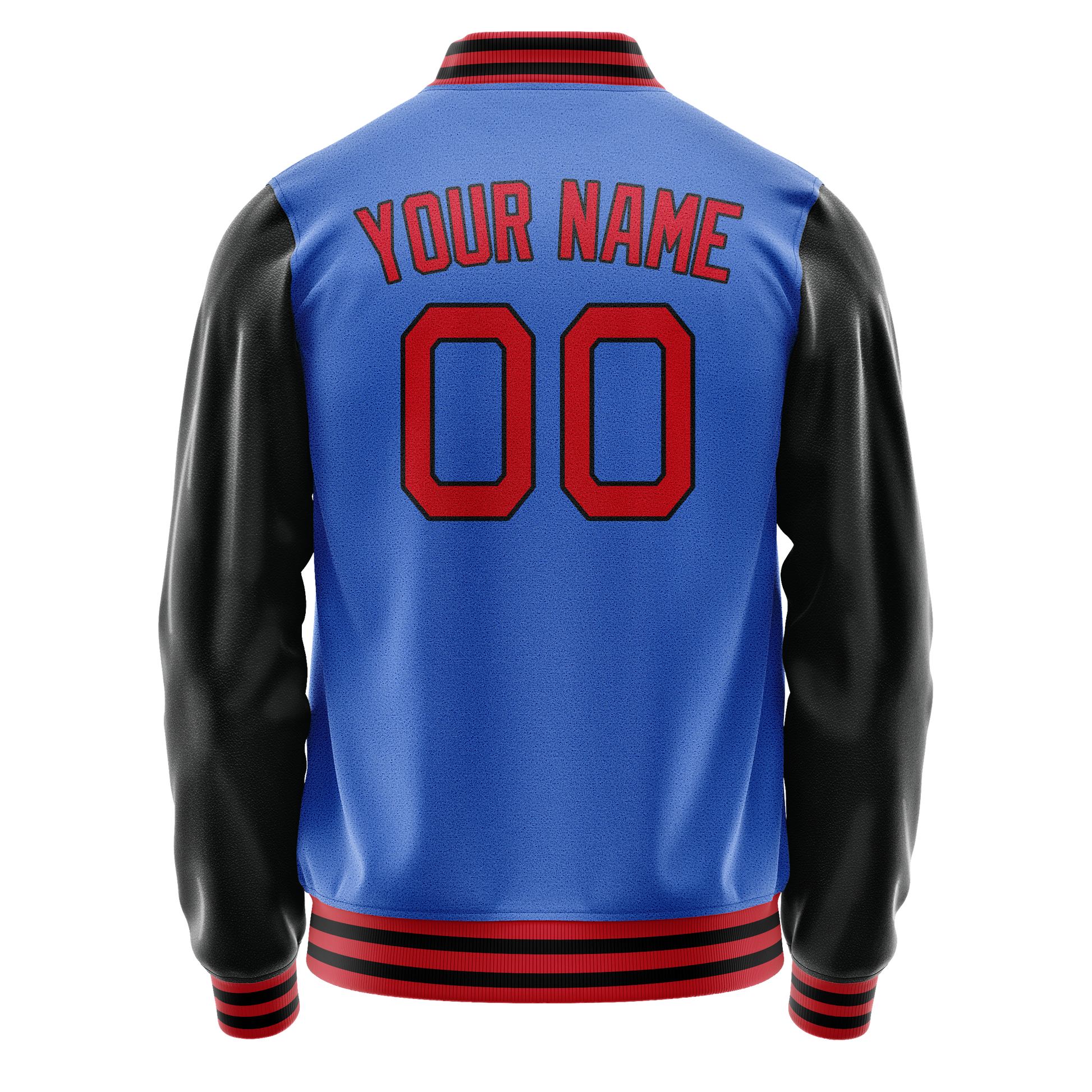Custom Electric-Blue Black Solid Color Varsity Letterman Jacket JA02240617YH141