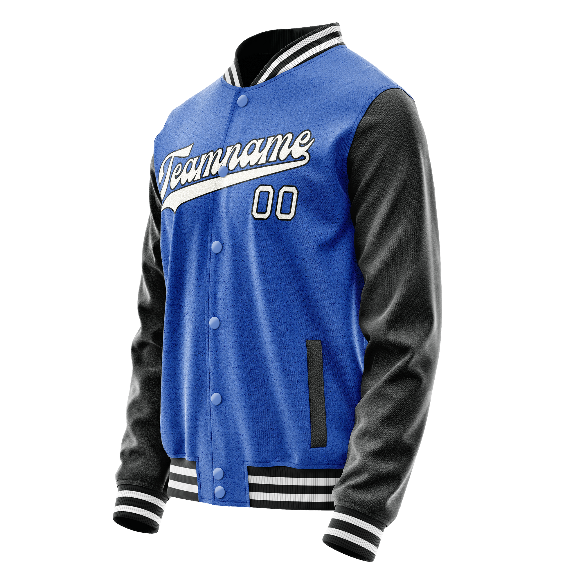Custom Electric-Blue White Solid Color Varsity Letterman Jacket JA02240617YH144