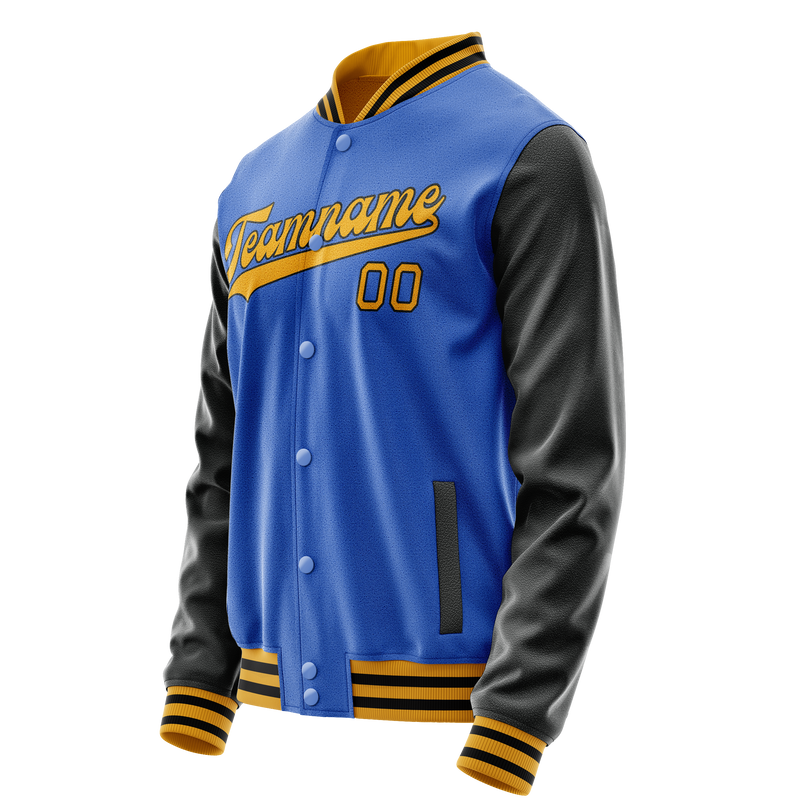 Custom Electric-Blue Old-Gold Solid Color Varsity Letterman Jacket JA02240617YH146