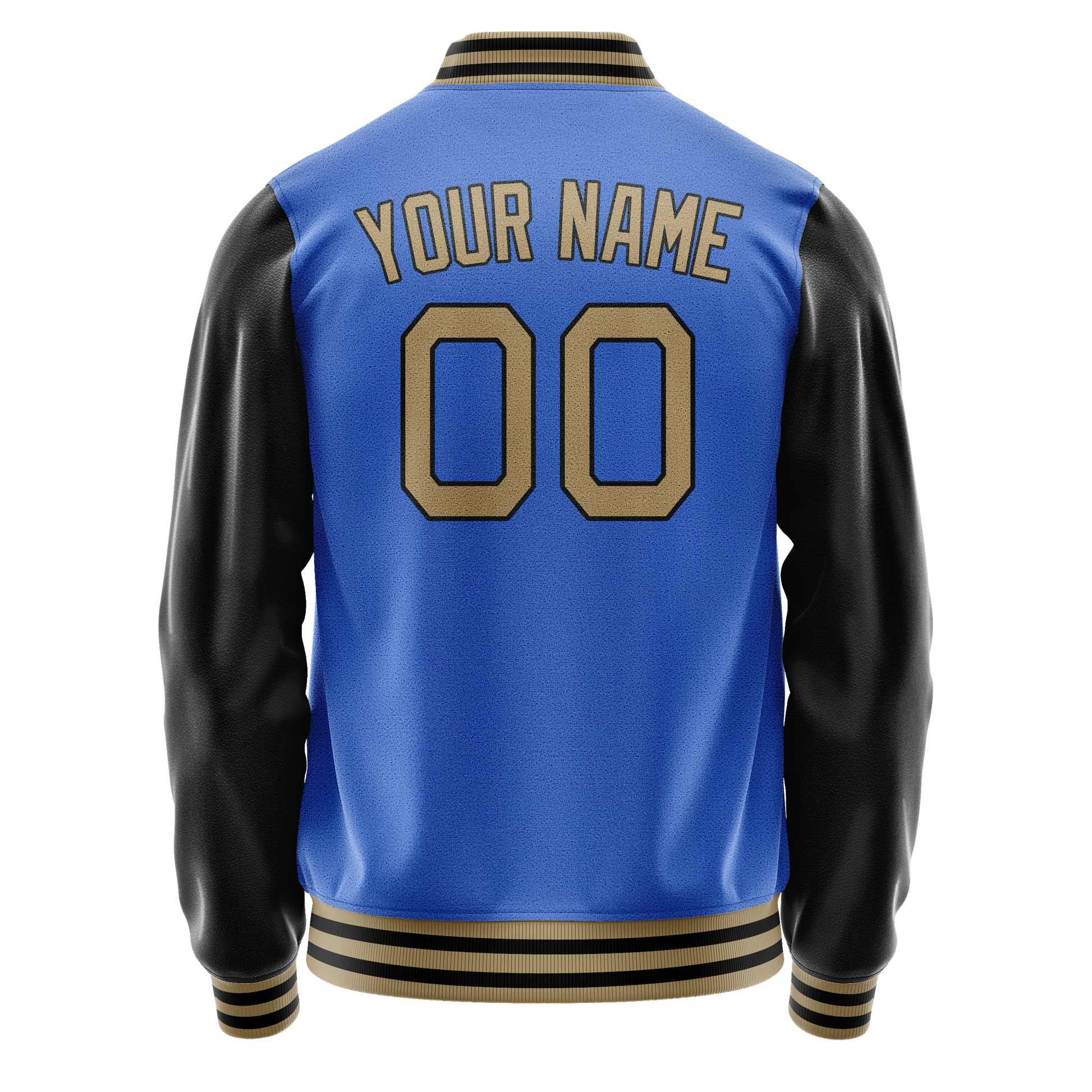 Custom Electric-Blue Black Solid Color Varsity Letterman Jacket JA02240617YH139