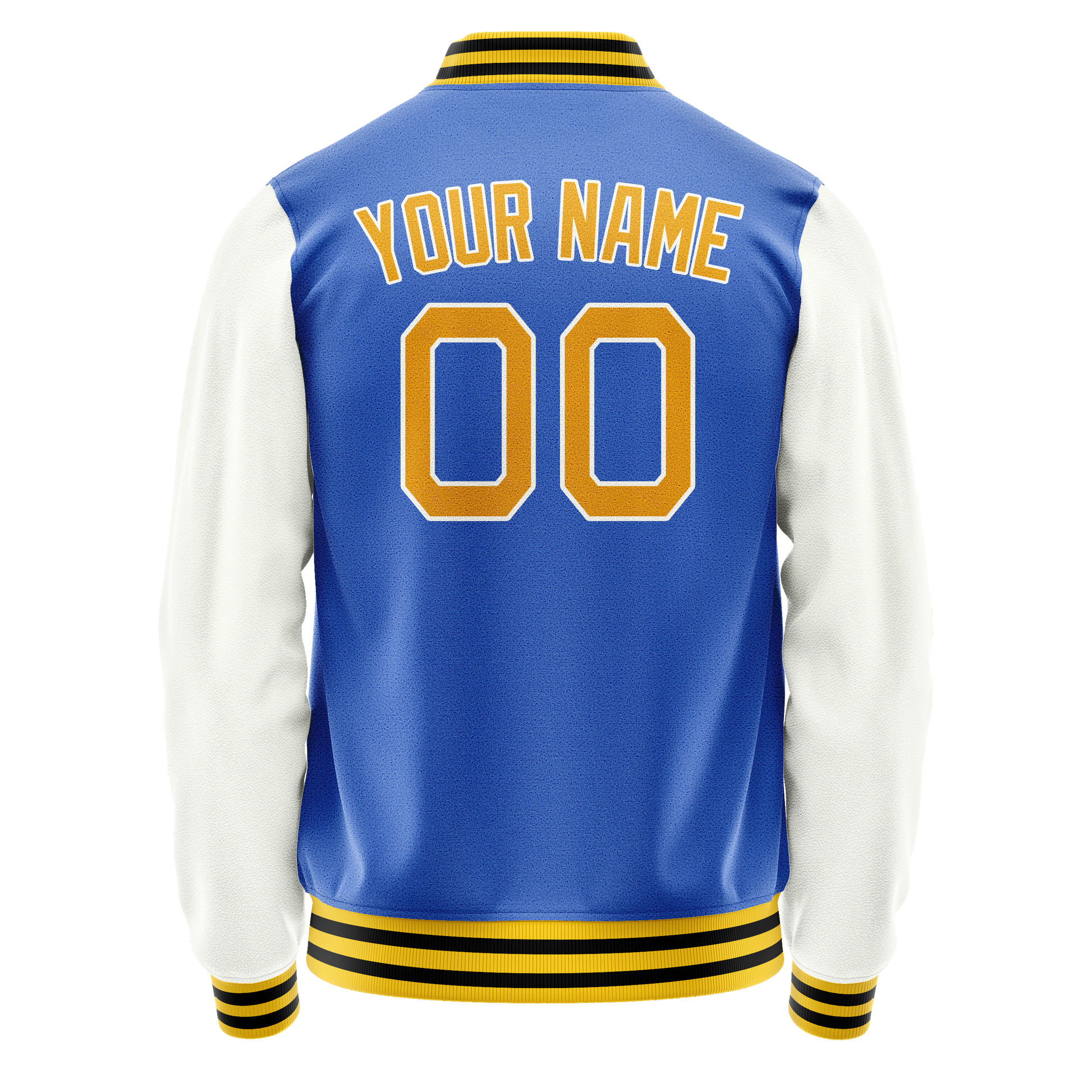 Custom Electric-Blue White Solid Color Varsity Letterman Jacket JA02240617YH118