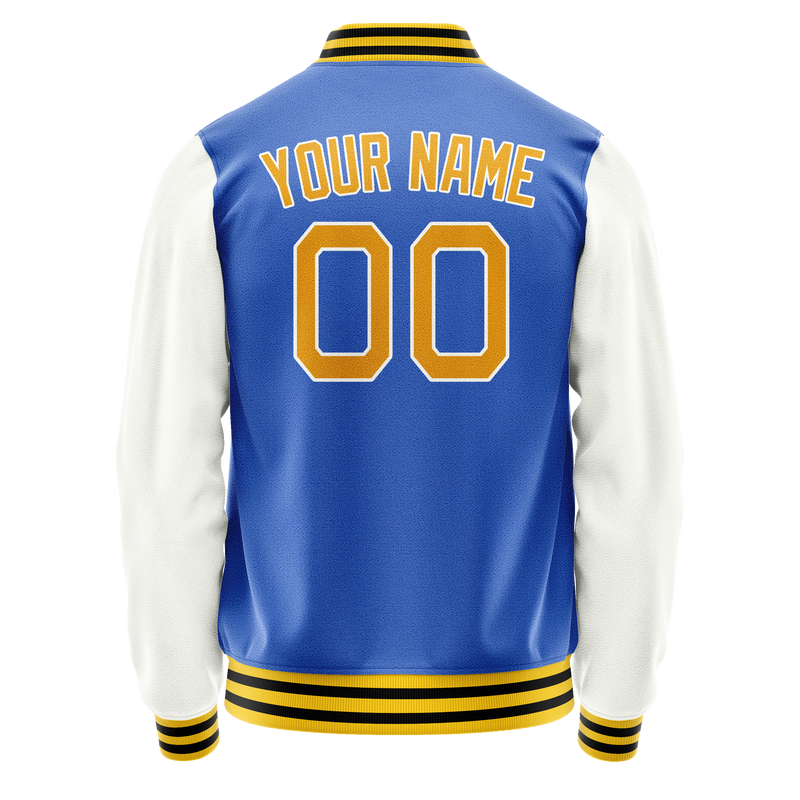 Custom Electric-Blue White Solid Color Varsity Letterman Jacket JA02240617YH118
