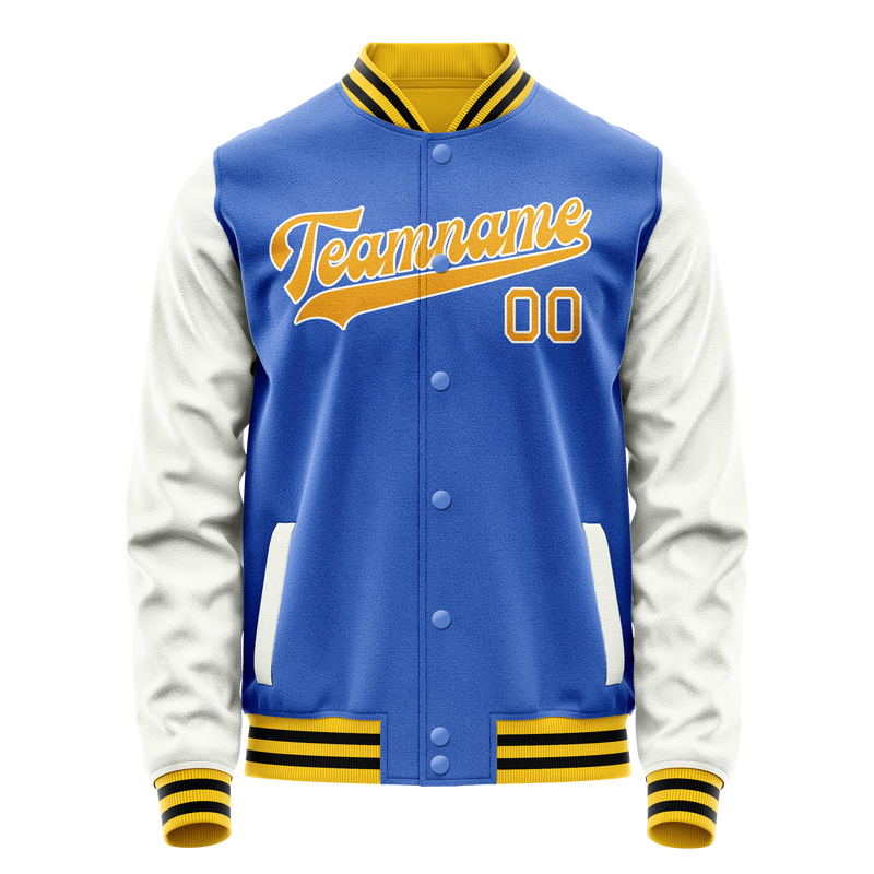 Custom Electric-Blue White Solid Color Varsity Letterman Jacket JA02240617YH118