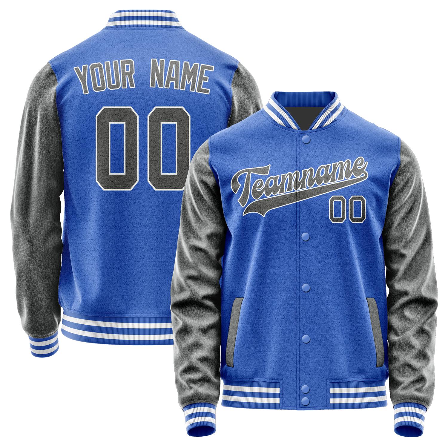 Custom Sky Blue Dark Grey Jacket JA0909200918B31820