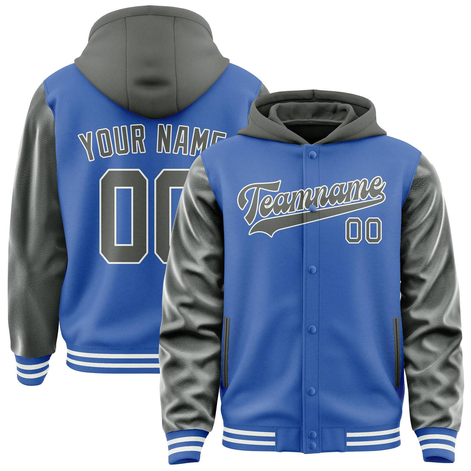 Custom Sky Blue Dark Grey Jacket