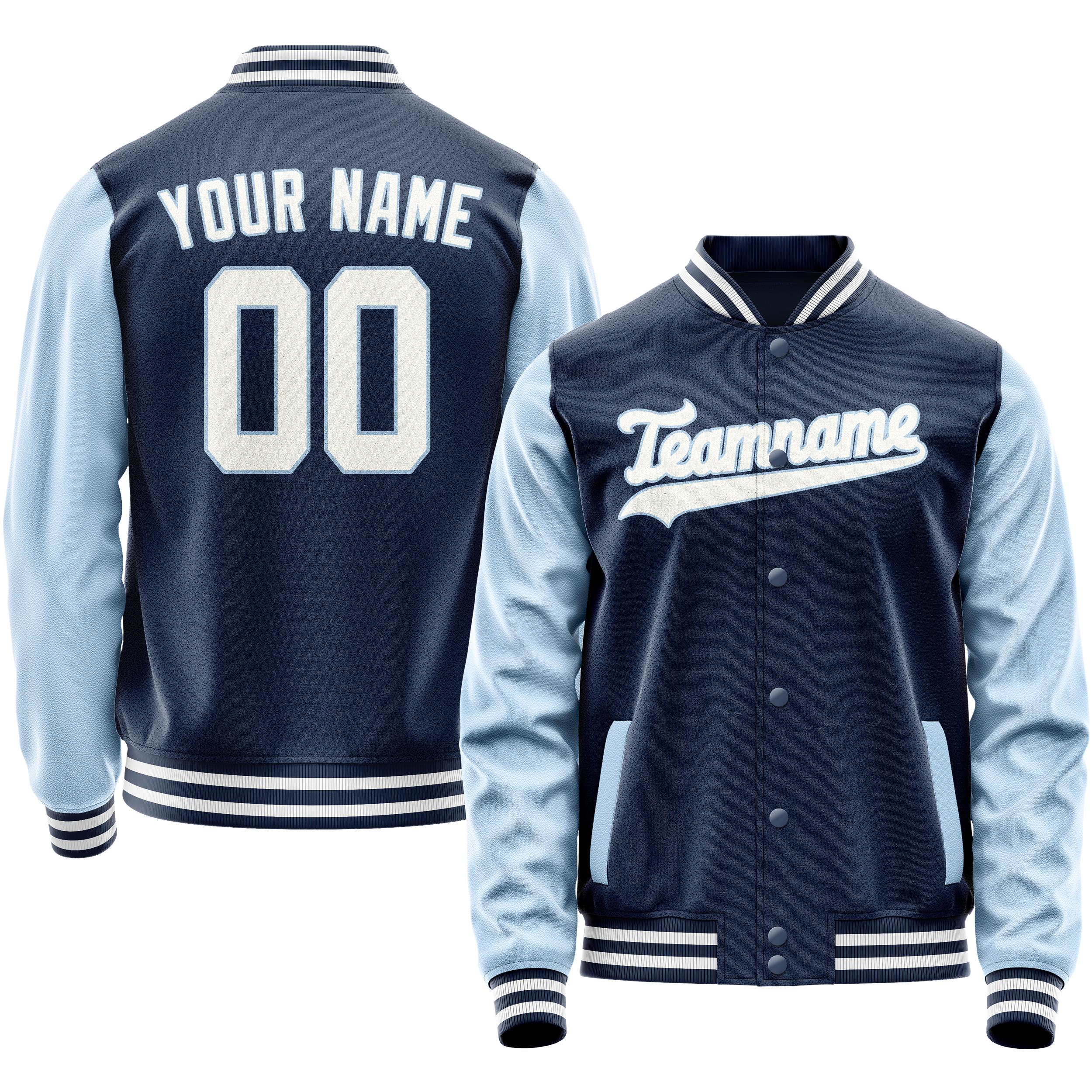 Custom Royal Light-Blue Solid Color Varsity Letterman Jacket JA02240617XF538