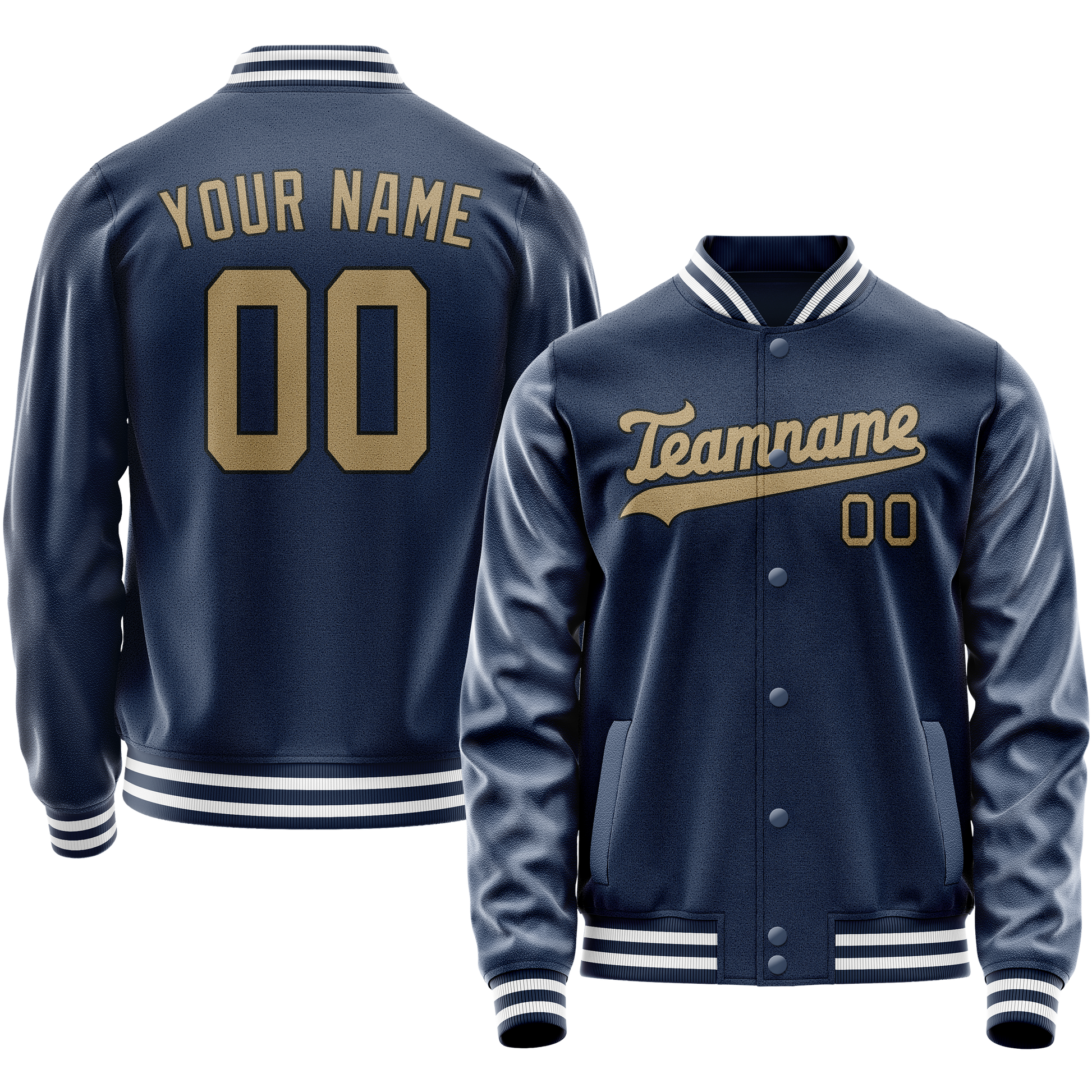 Custom Royal Old-Gold Solid Color Varsity Letterman Jacket JA02240617XF560