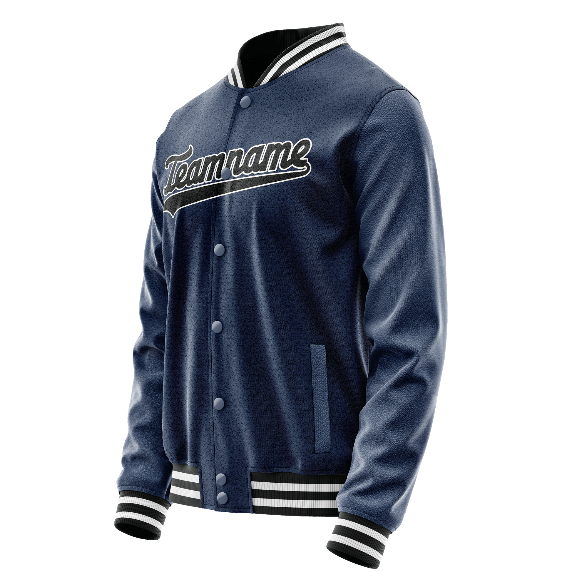 Custom Royal Black Solid Color Varsity Letterman Jacket JA02240617XF545