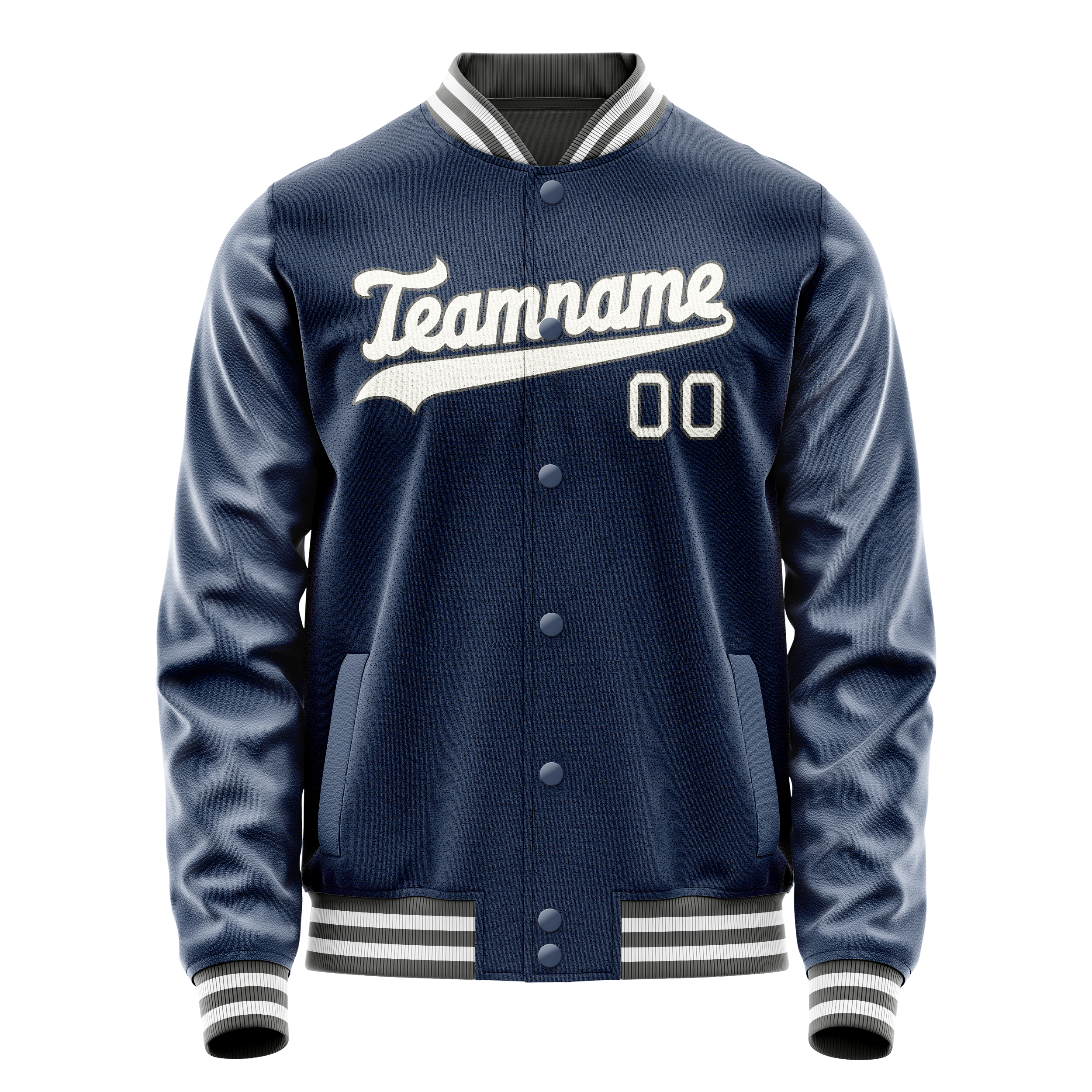 Custom Royal White Solid Color Varsity Letterman Jacket JA02240617XF554