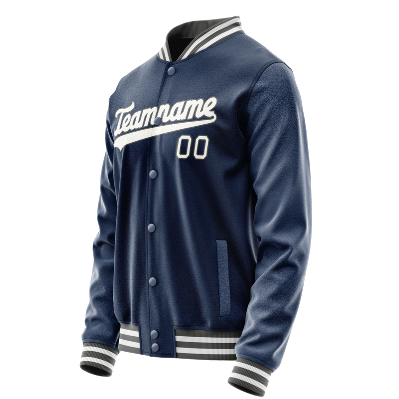 Custom Royal White Solid Color Varsity Letterman Jacket JA02240617XF554